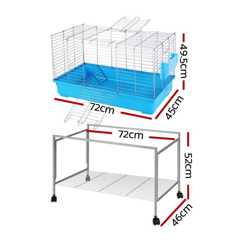 i.Pet Rabbit Cage Hutch Cages Indoor Hamster Enclosure Carrier Bunny Blue - DogsDomain.com.au