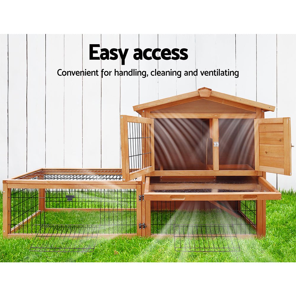 i.Pet Rabbit Hutch Chicken Coop 155cm Tall Wooden Pet Hutch - DogsDomain.com.au
