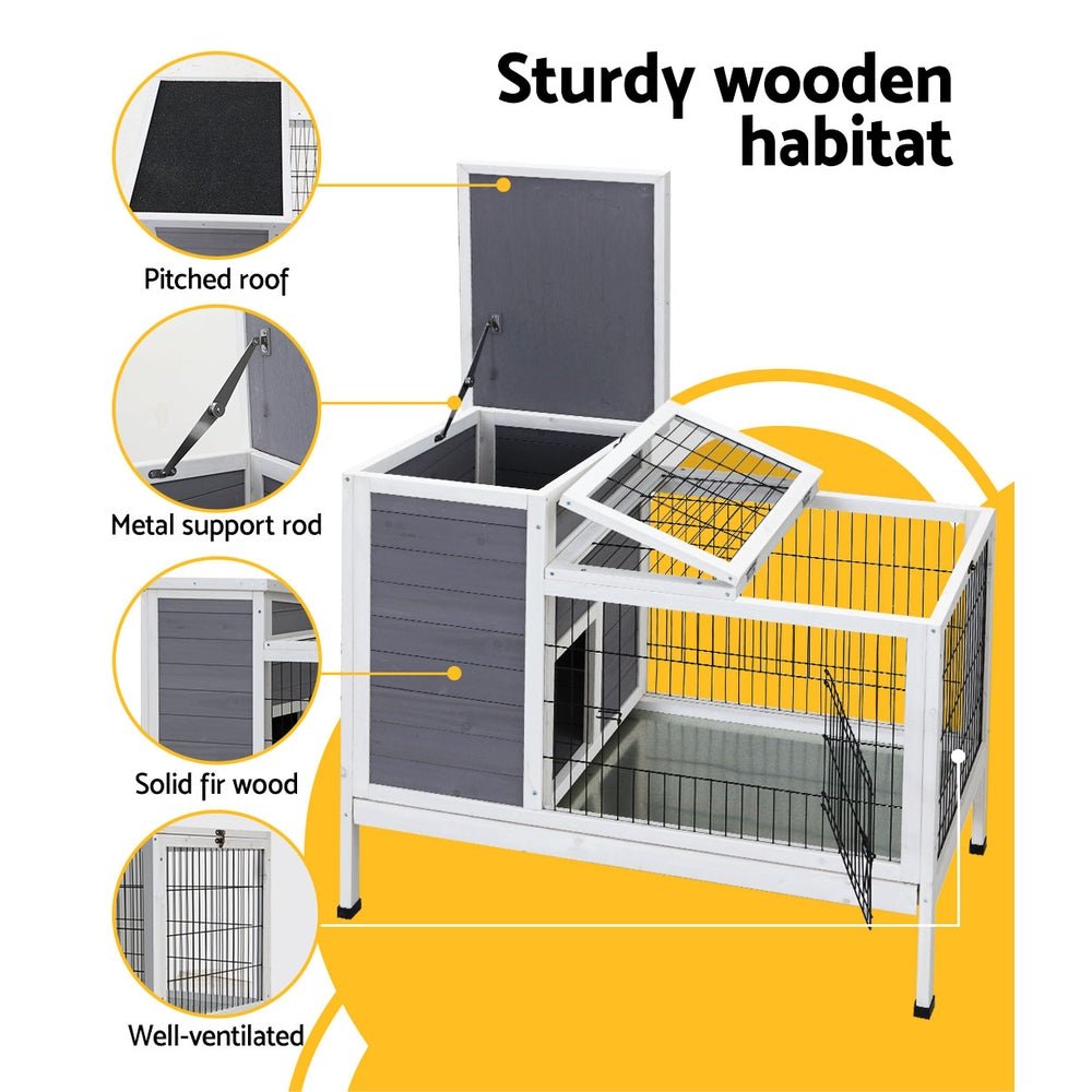i.Pet Rabbit Hutch Chicken Coop Wooden Ferret Cage Habitat House Outdoor Large - DogsDomain.com.au