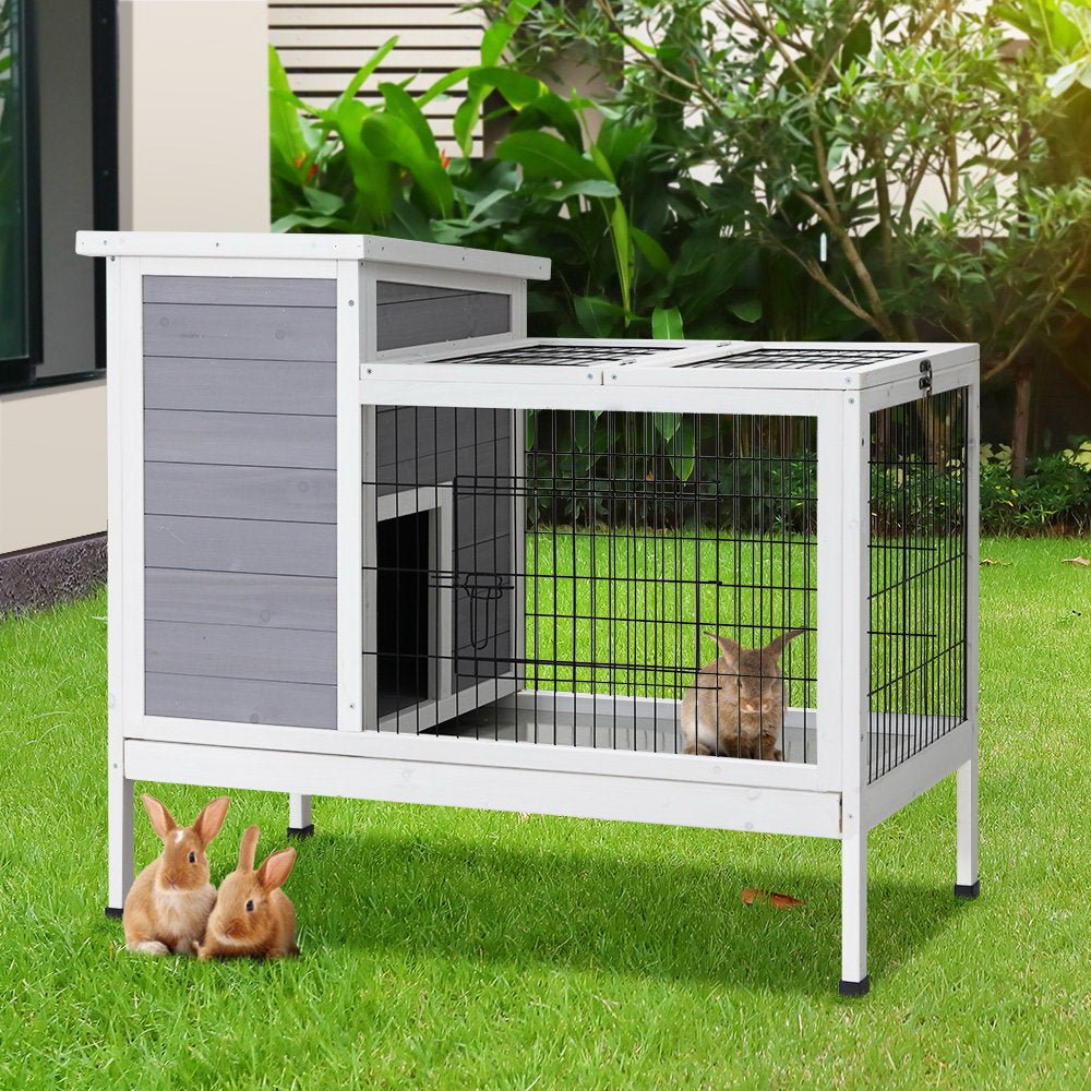 i.Pet Rabbit Hutch Chicken Coop Wooden Ferret Cage Habitat House Outdoor Large - DogsDomain.com.au