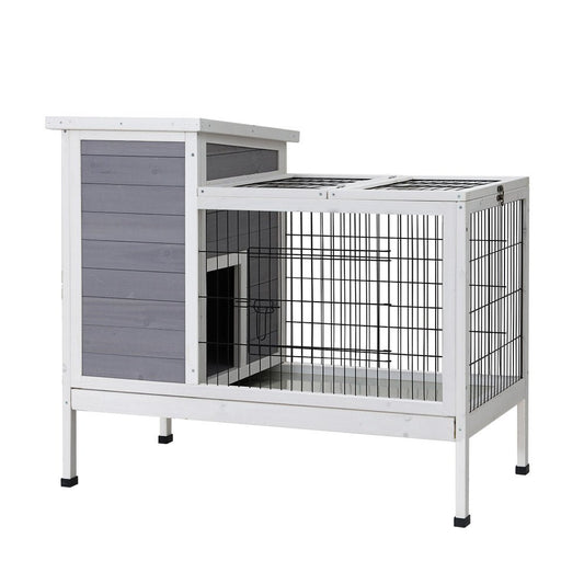 i.Pet Rabbit Hutch Chicken Coop Wooden Ferret Cage Habitat House Outdoor Large - DogsDomain.com.au