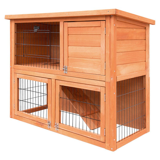 i.Pet Rabbit Hutch Hutches Large Metal Run Wooden Cage Chicken Coop Guinea Pig - DogsDomain.com.au
