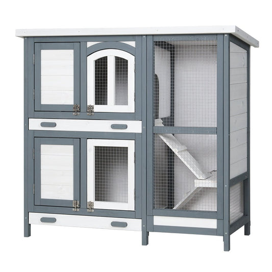 i.Pet Rabbit Hutch Large Chicken Coop Wooden House Run Cage Pet Bunny Guinea Pig - DogsDomain.com.au