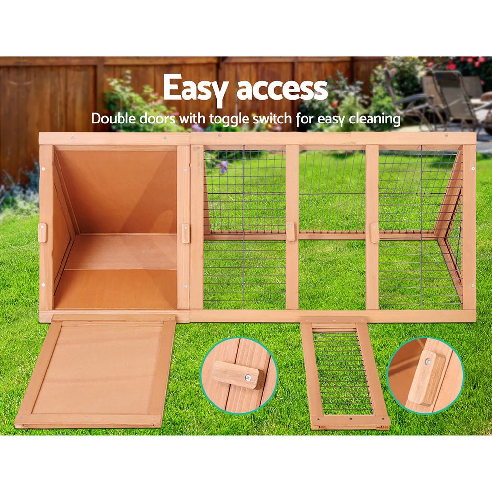i.Pet Rabbit Hutch Wooden Chicken Coop Pet Hutch 119cm x 51cm x 44cm - DogsDomain.com.au