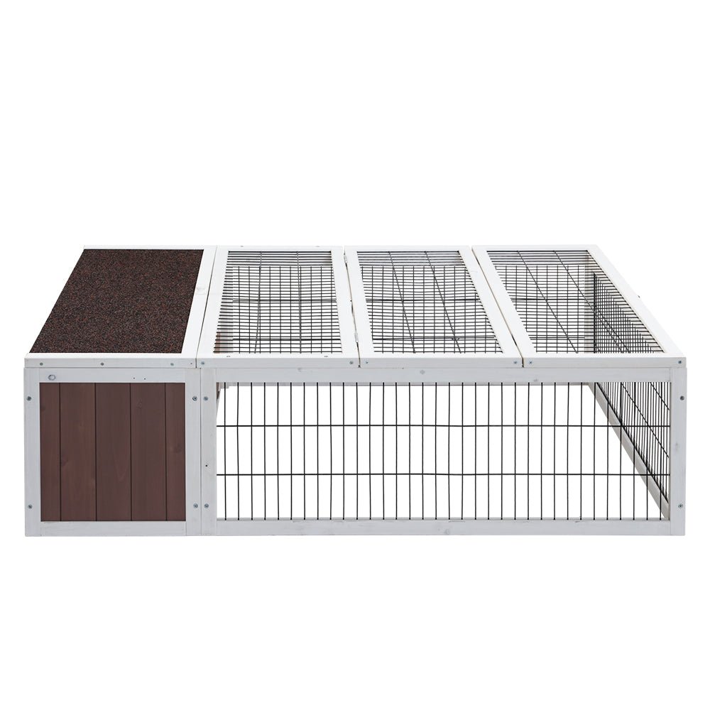 i.Pet Wooden Rabbit Hutch Chicken Coop Run Cage Habitat House Outdoor Large - DogsDomain.com.au