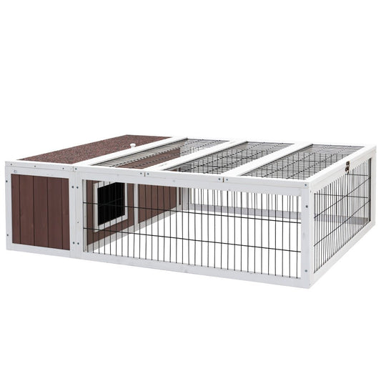 i.Pet Wooden Rabbit Hutch Chicken Coop Run Cage Habitat House Outdoor Large - DogsDomain.com.au