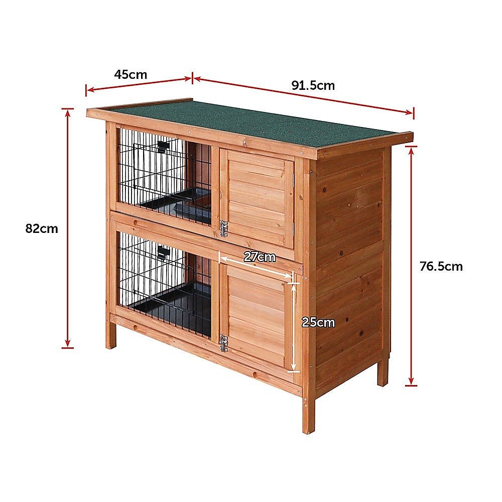 Large Rabbit Hutch with BASE Chicken Coop 2 Storey Guinea Pig Pet Cage House - DogsDomain.com.au