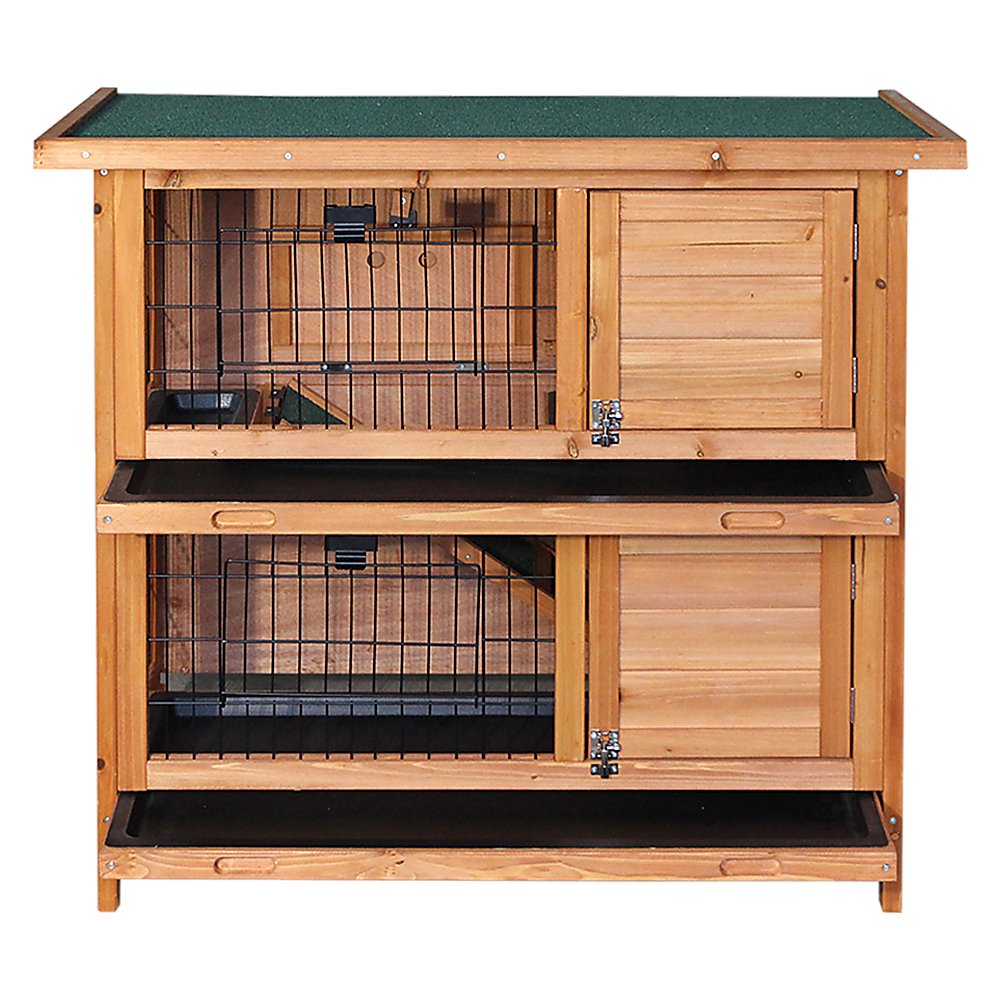 Large Rabbit Hutch with BASE Chicken Coop 2 Storey Guinea Pig Pet Cage House - DogsDomain.com.au