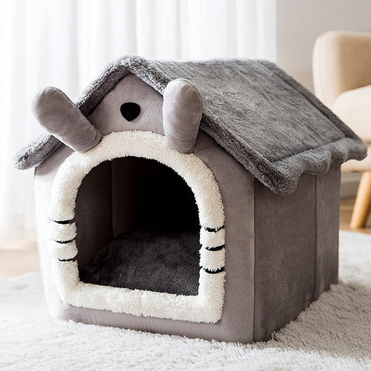Medium Dog House Bed Portable Cat Bed Removable Cushion Cat Cave, Foldable Pets Puppy Kitten Rabbit - DogsDomain.com.au