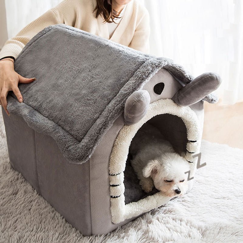 Medium Dog House Bed Portable Cat Bed Removable Cushion Cat Cave, Foldable Pets Puppy Kitten Rabbit - DogsDomain.com.au
