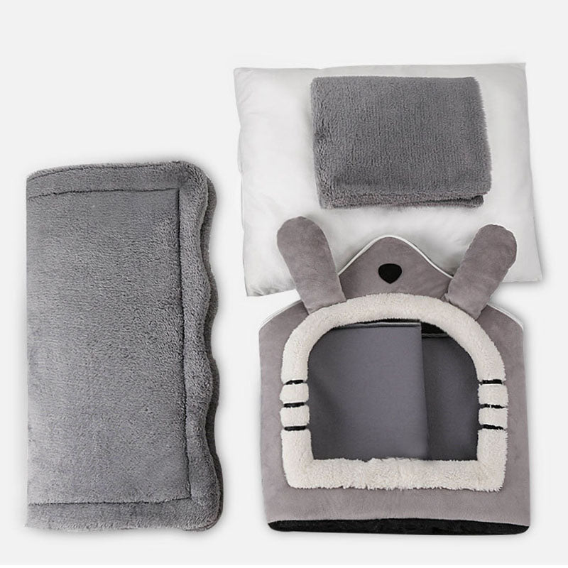 Medium Dog House Bed Portable Cat Bed Removable Cushion Cat Cave, Foldable Pets Puppy Kitten Rabbit - DogsDomain.com.au