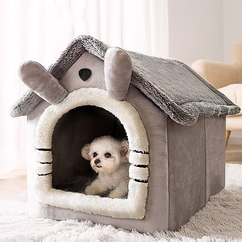 Medium Dog House Bed Portable Cat Bed Removable Cushion Cat Cave, Foldable Pets Puppy Kitten Rabbit - DogsDomain.com.au