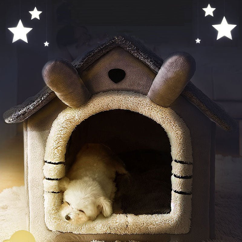 Medium Dog House Bed Portable Cat Bed Removable Cushion Cat Cave, Foldable Pets Puppy Kitten Rabbit - DogsDomain.com.au