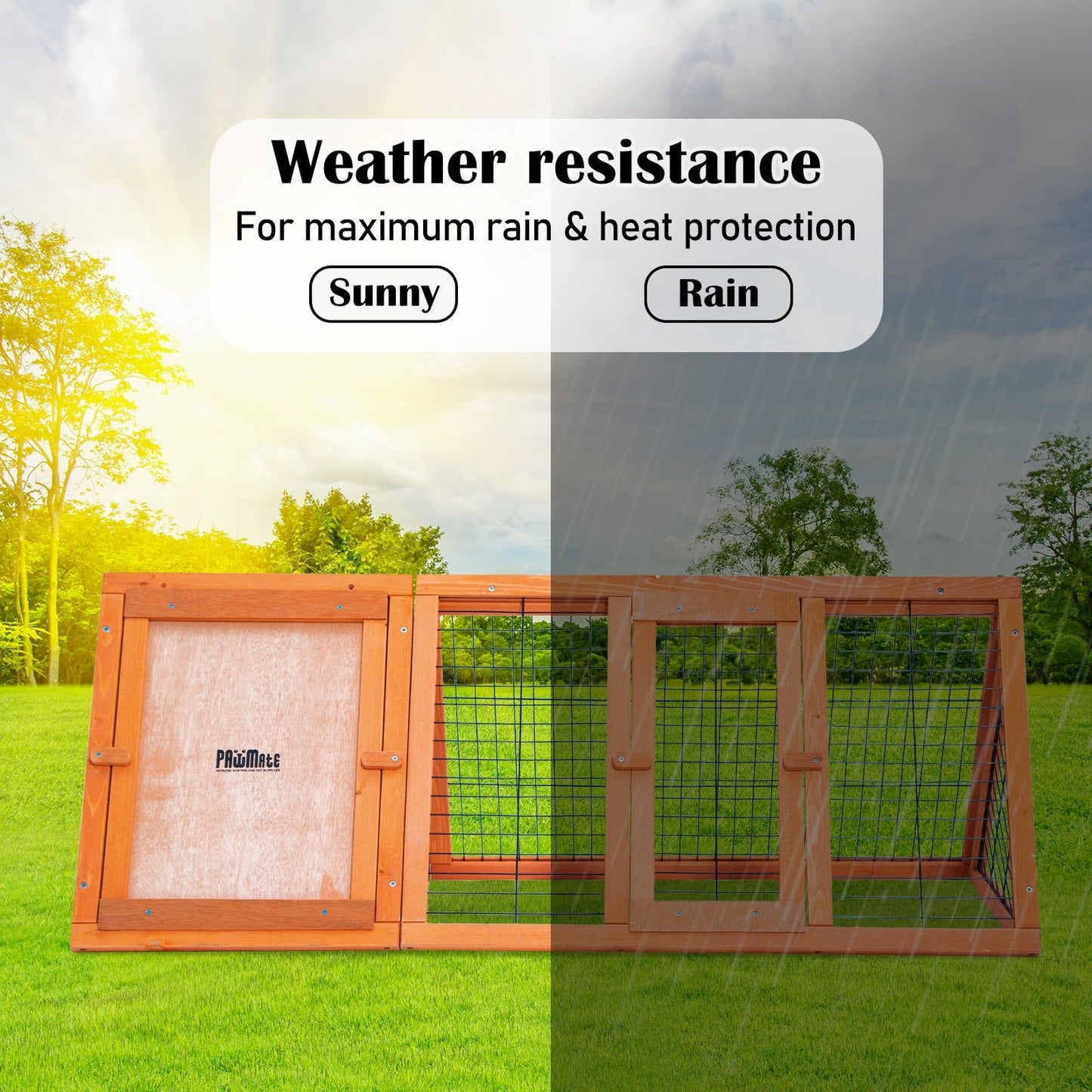 Paw Mate 118 x 50 x 45cm Rabbit Hutch Chicken Coop Triangle Cage Run - DogsDomain.com.au
