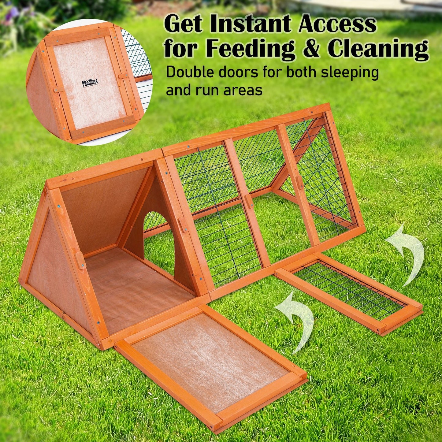 Paw Mate 118 x 50 x 45cm Rabbit Hutch Chicken Coop Triangle Cage Run - DogsDomain.com.au