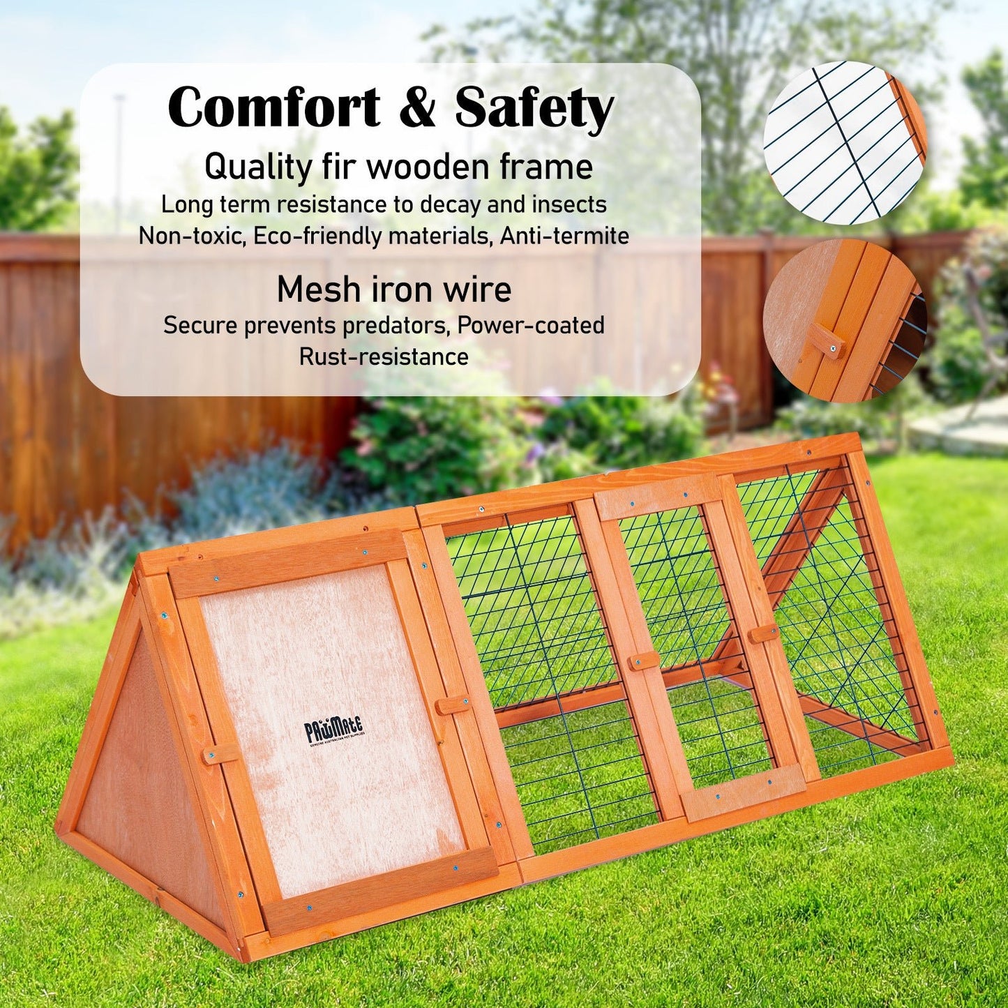 Paw Mate 118 x 50 x 45cm Rabbit Hutch Chicken Coop Triangle Cage Run - DogsDomain.com.au