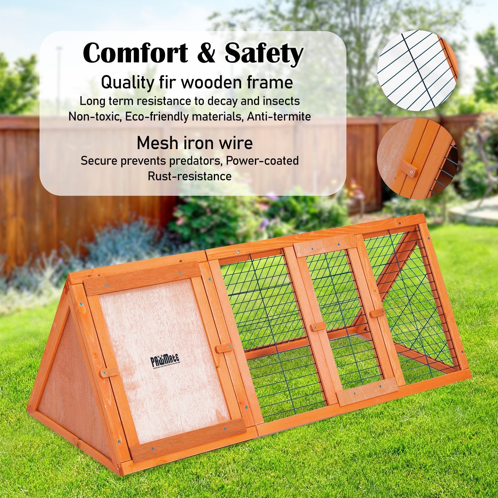 Paw Mate 118 x 50 x 45cm Rabbit Hutch Chicken Coop Triangle Cage Run - DogsDomain.com.au