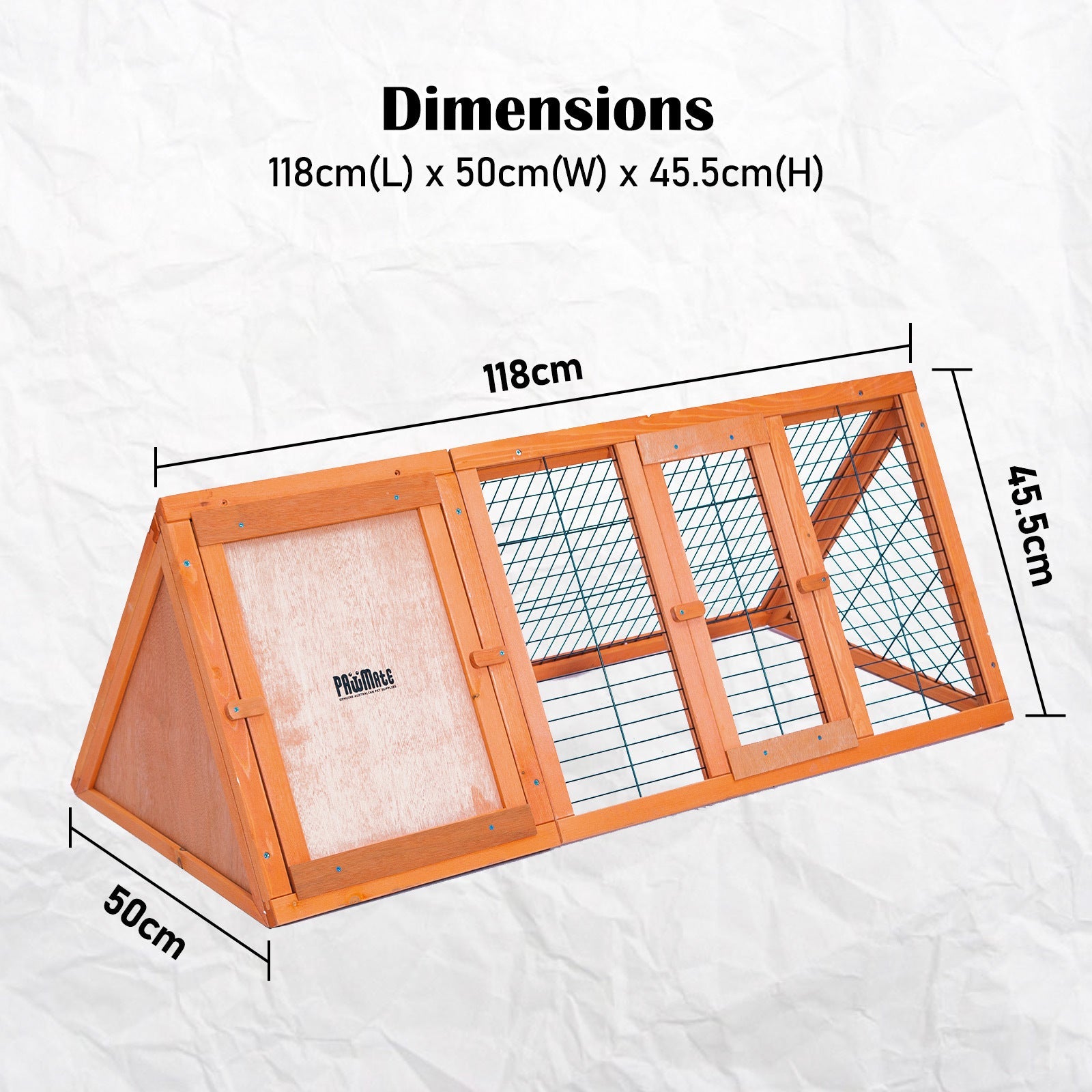 Paw Mate 118 x 50 x 45cm Rabbit Hutch Chicken Coop Triangle Cage Run - DogsDomain.com.au
