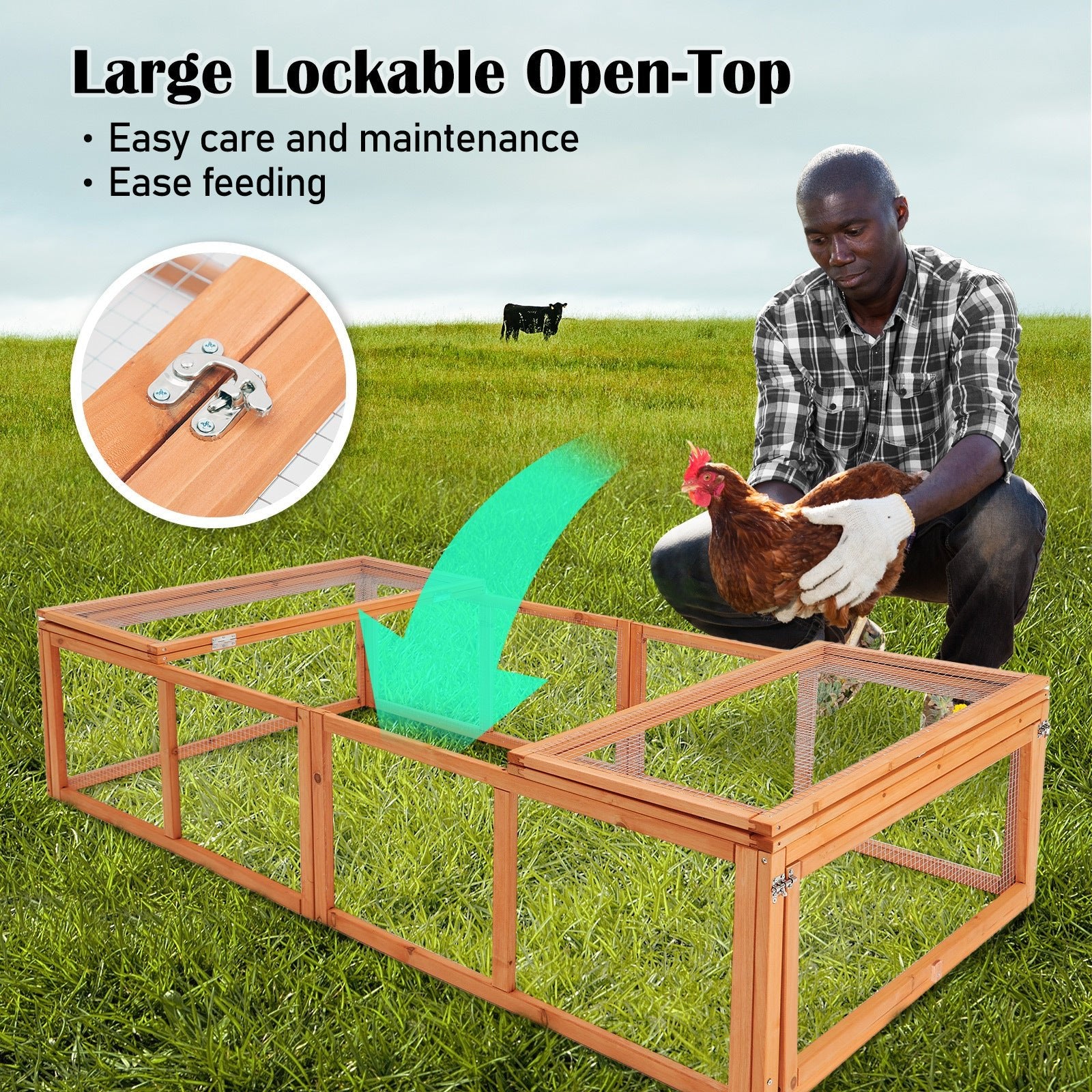 Paw Mate 180 x 90 x 48cm Chicken Coop Run Extension Rabbit Hutch Cage - DogsDomain.com.au