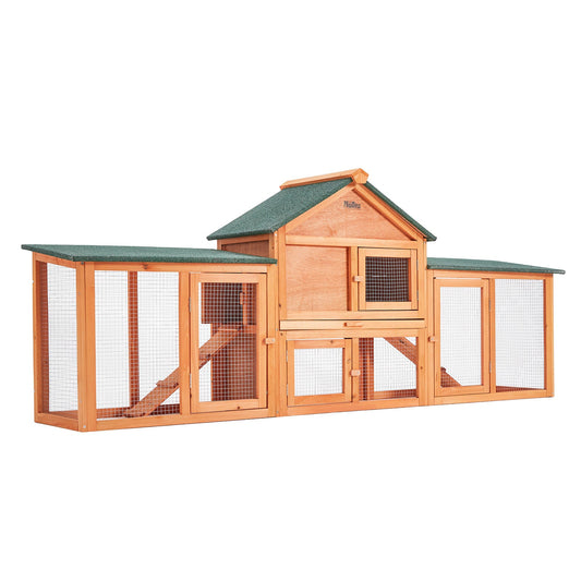 Paw Mate 204 x 45 x 85cm Rabbit Hutch Chicken Coop 2 Storey Large Cage Run - DogsDomain.com.au