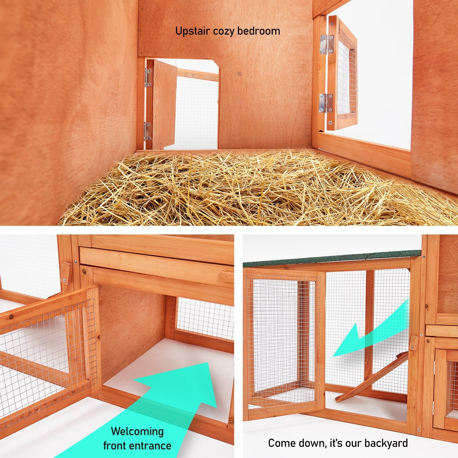 Paw Mate 204 x 45 x 85cm Rabbit Hutch Chicken Coop 2 Storey Large Cage Run - DogsDomain.com.au