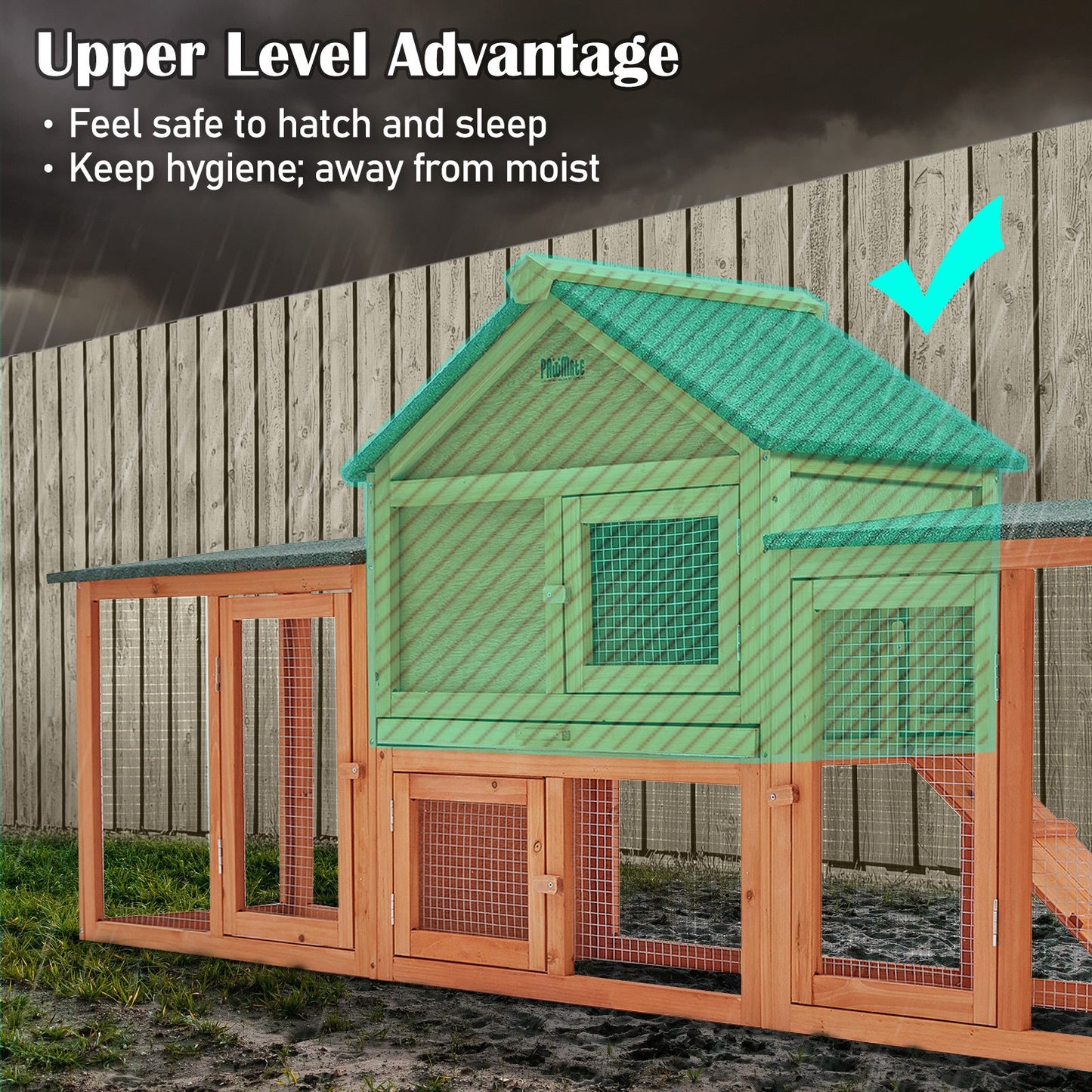 Paw Mate 204 x 45 x 85cm Rabbit Hutch Chicken Coop 2 Storey Large Cage Run - DogsDomain.com.au