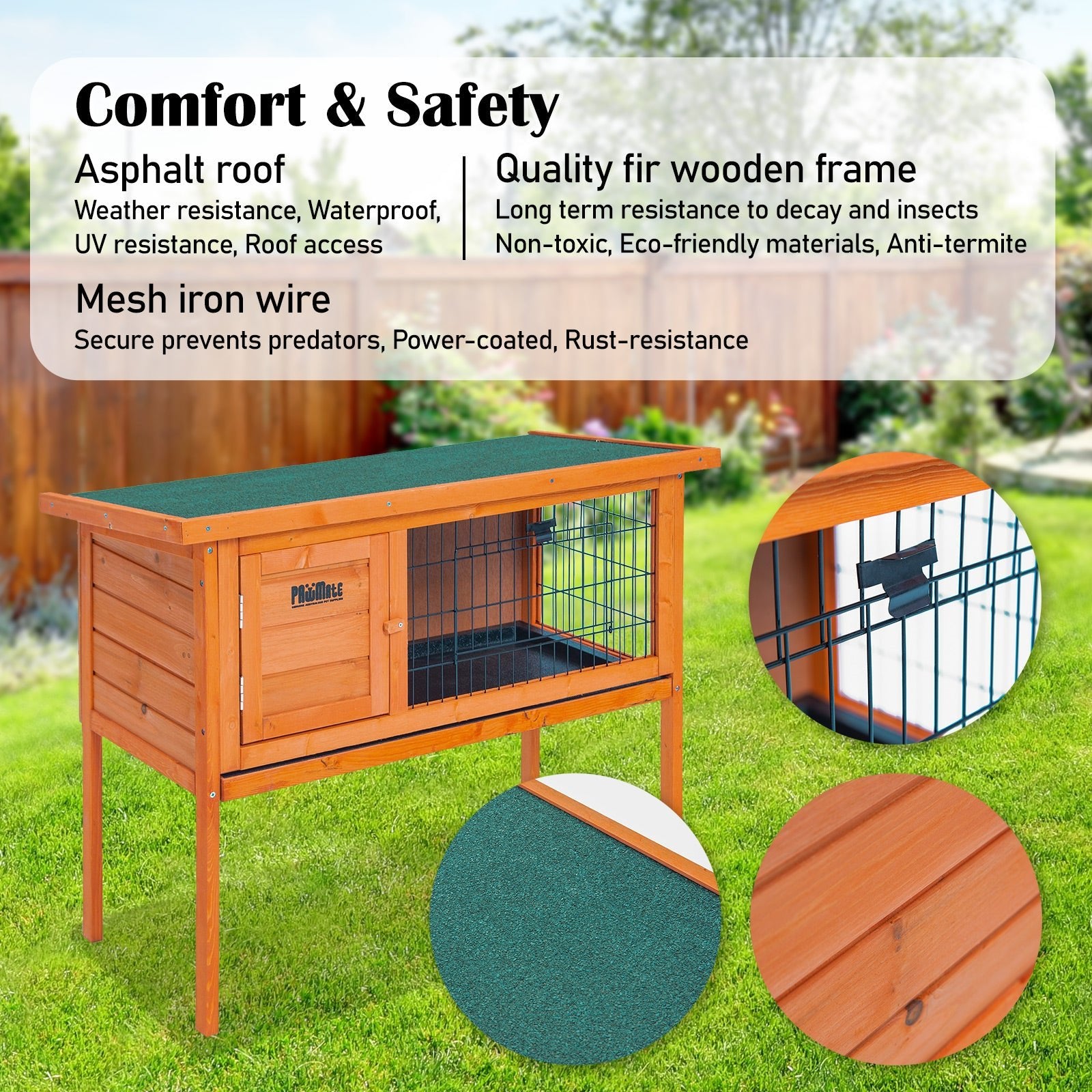 Paw Mate 91 x 45 x 70cm Rabbit Hutch Chicken Coop Free Standing Cage Run - DogsDomain.com.au