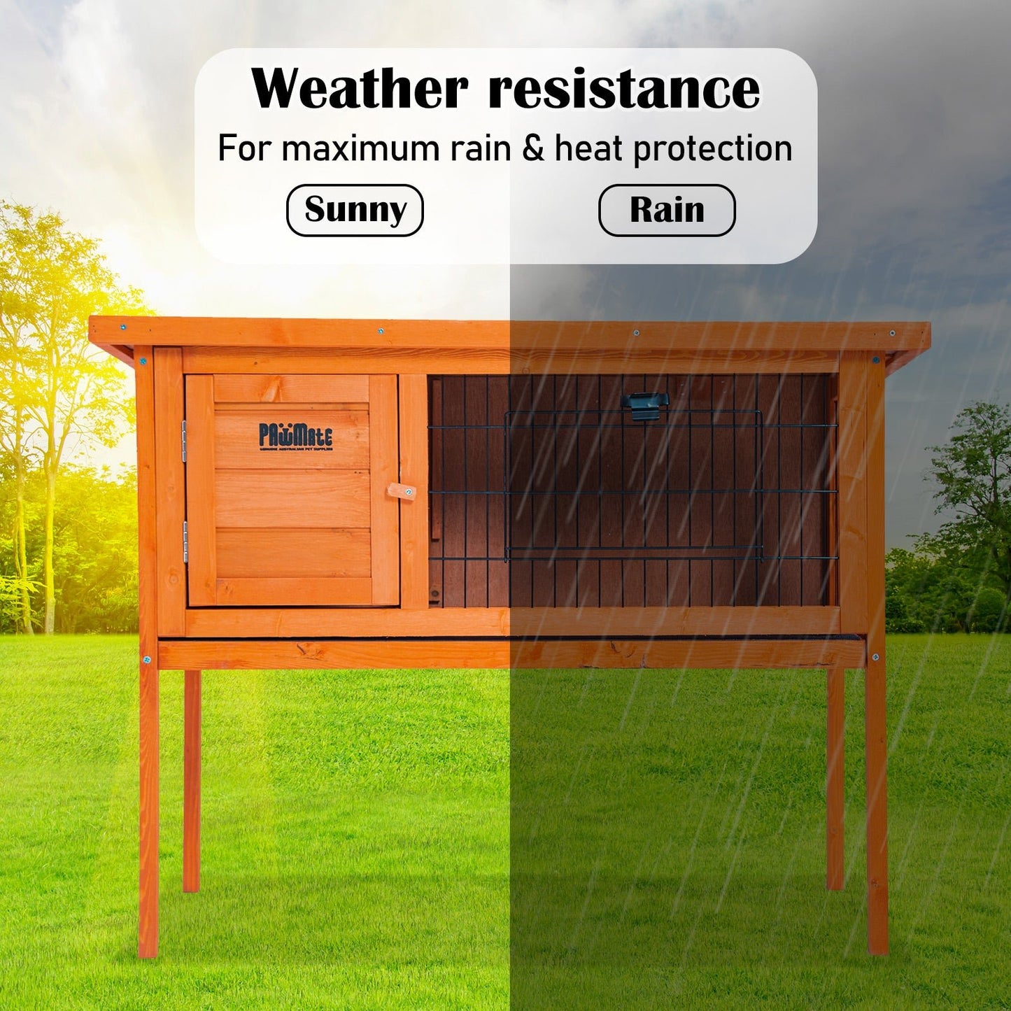 Paw Mate 91 x 45 x 70cm Rabbit Hutch Chicken Coop Free Standing Cage Run - DogsDomain.com.au