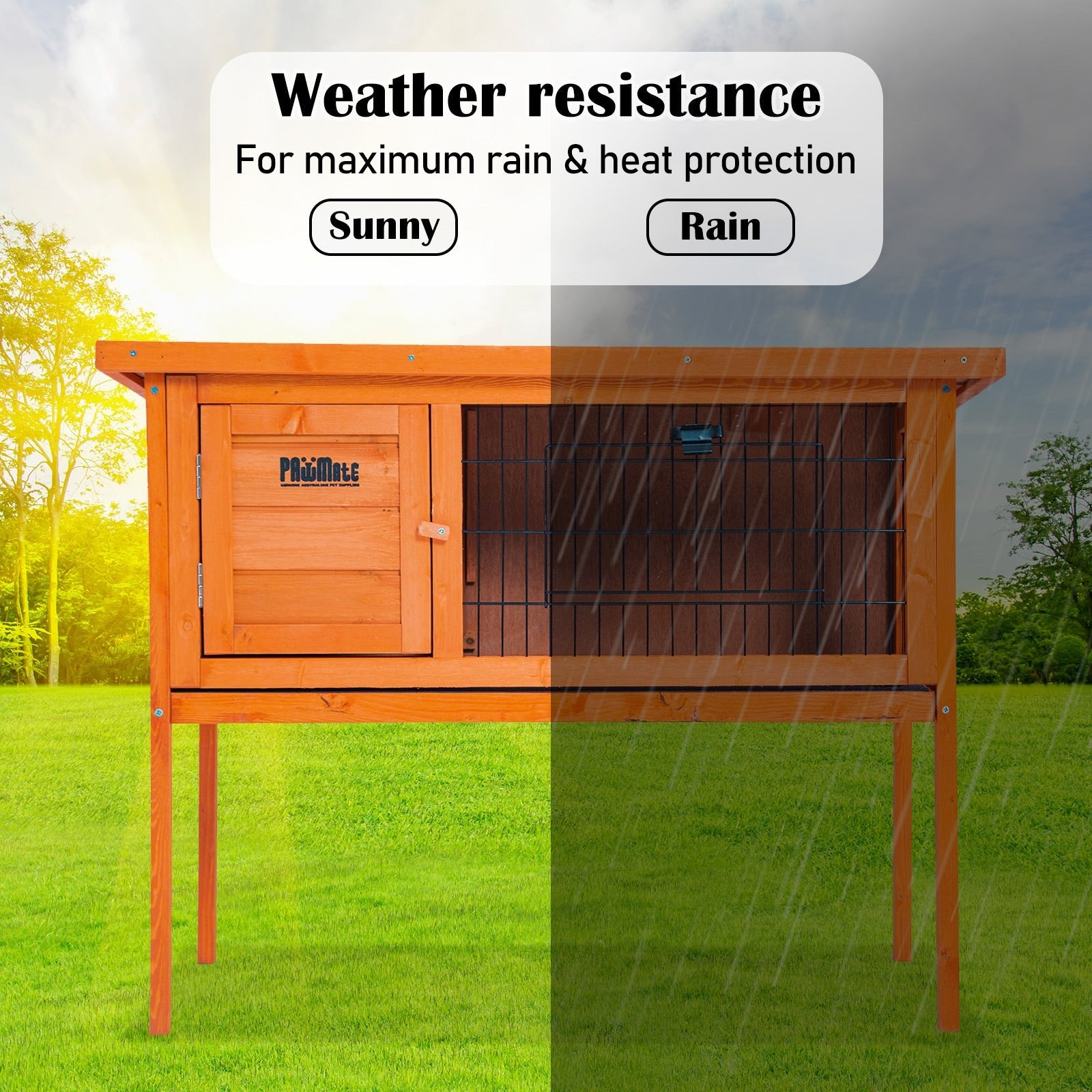 Paw Mate 91 x 45 x 70cm Rabbit Hutch Chicken Coop Free Standing Cage Run - DogsDomain.com.au
