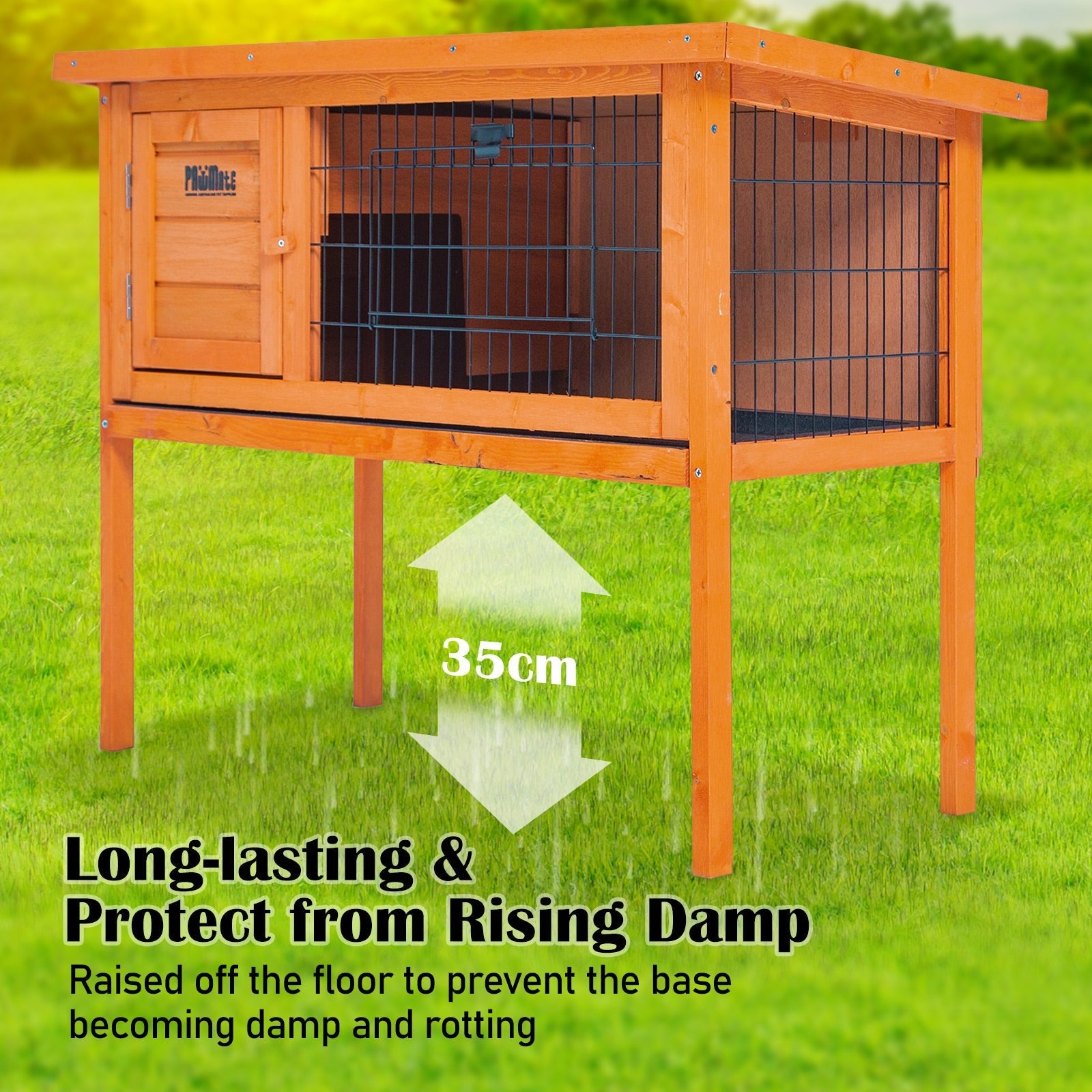 Paw Mate 91 x 45 x 70cm Rabbit Hutch Chicken Coop Free Standing Cage Run - DogsDomain.com.au