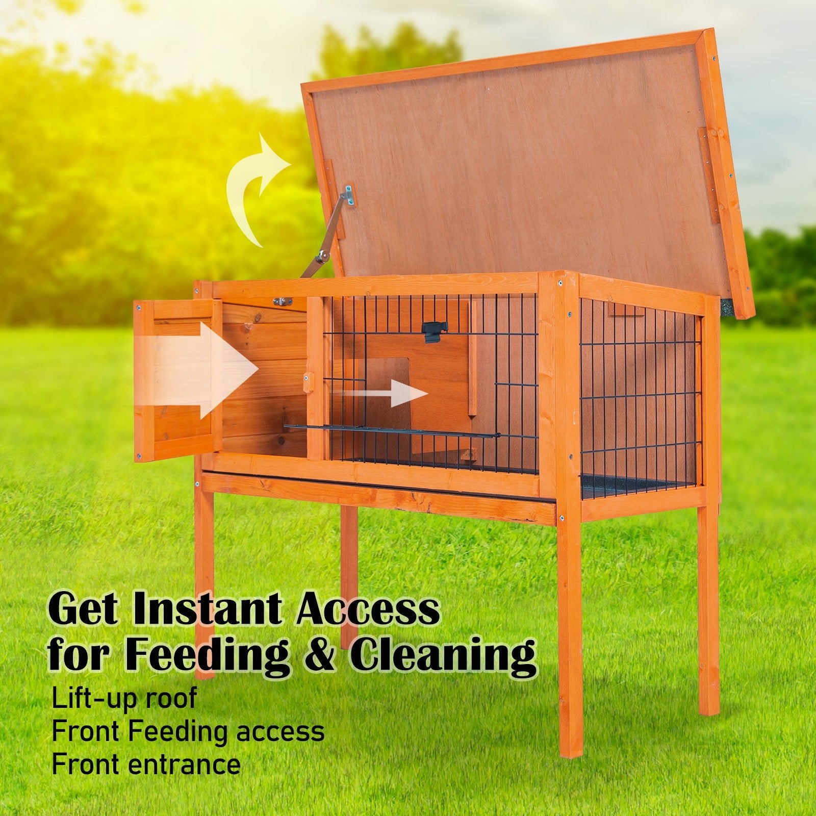 Paw Mate 91 x 45 x 70cm Rabbit Hutch Chicken Coop Free Standing Cage Run - DogsDomain.com.au