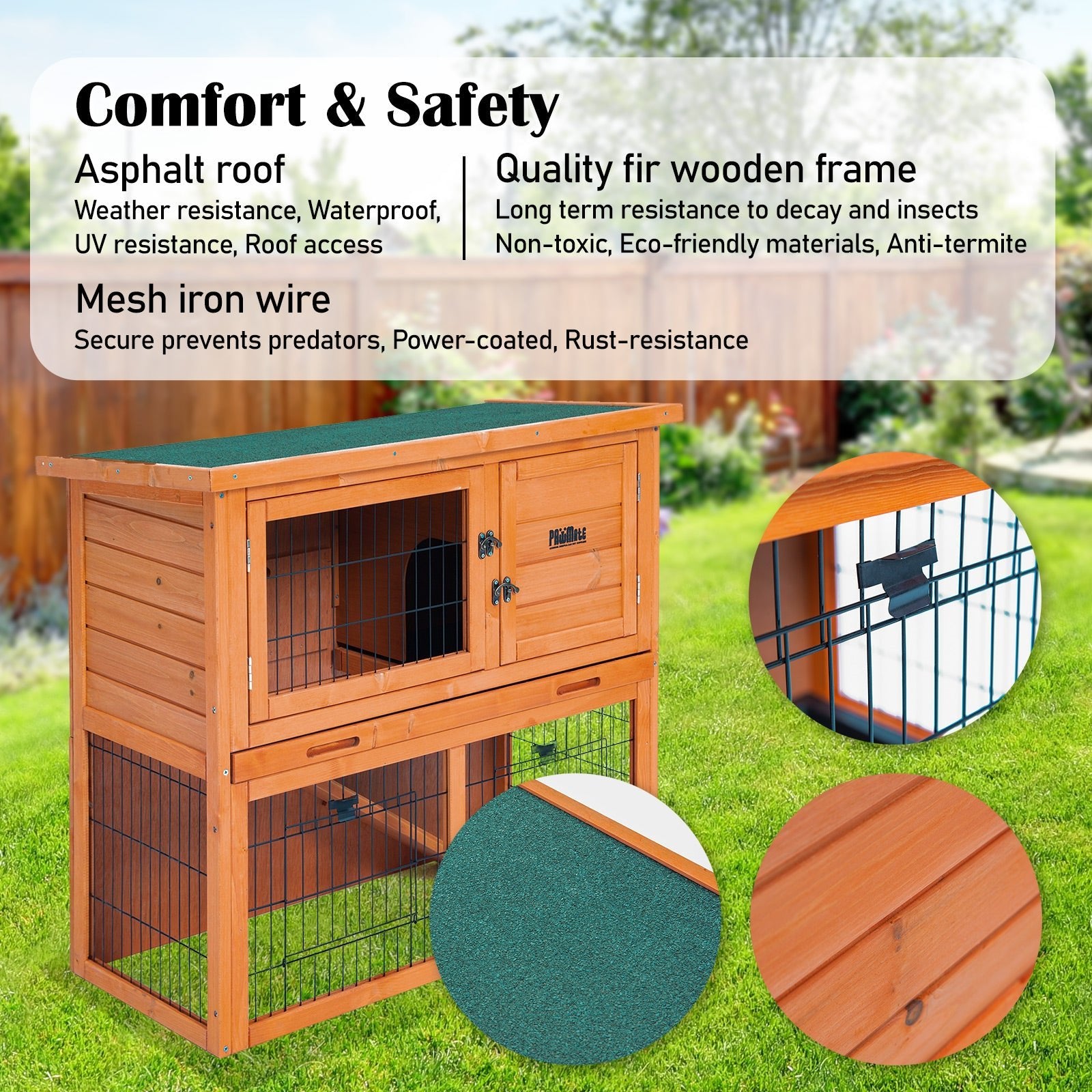 Paw Mate 92 x 45 x 82cm Rabbit Hutch Chicken Coop 2 Storey Cage Run - DogsDomain.com.au