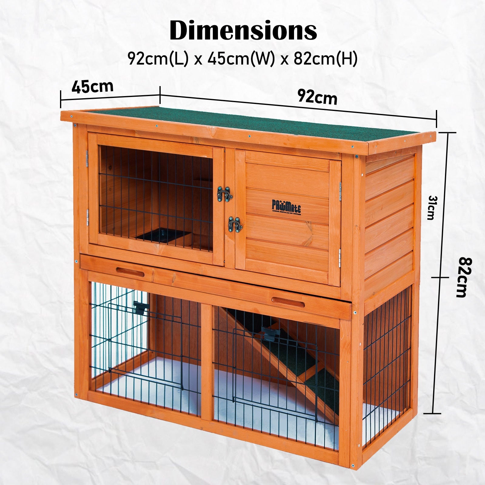 Paw Mate 92 x 45 x 82cm Rabbit Hutch Chicken Coop 2 Storey Cage Run - DogsDomain.com.au