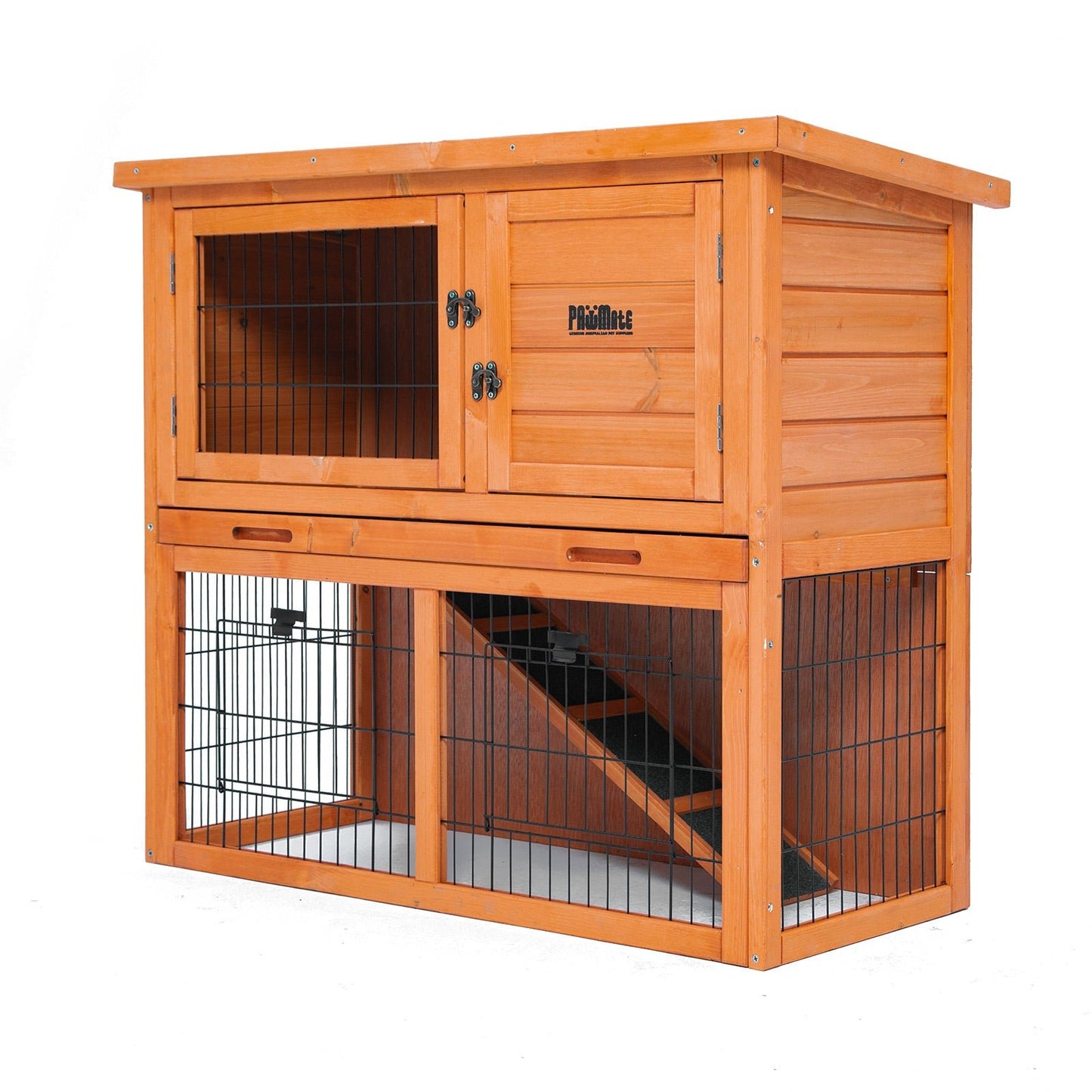 Paw Mate 92 x 45 x 82cm Rabbit Hutch Chicken Coop 2 Storey Cage Run - DogsDomain.com.au
