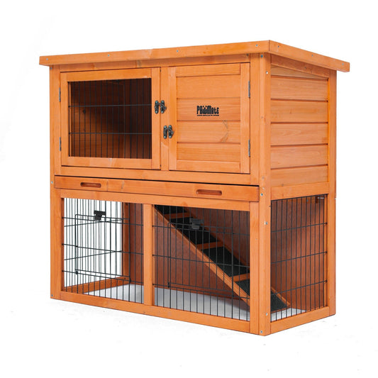 Paw Mate 92 x 45 x 82cm Rabbit Hutch Chicken Coop 2 Storey Cage Run - DogsDomain.com.au