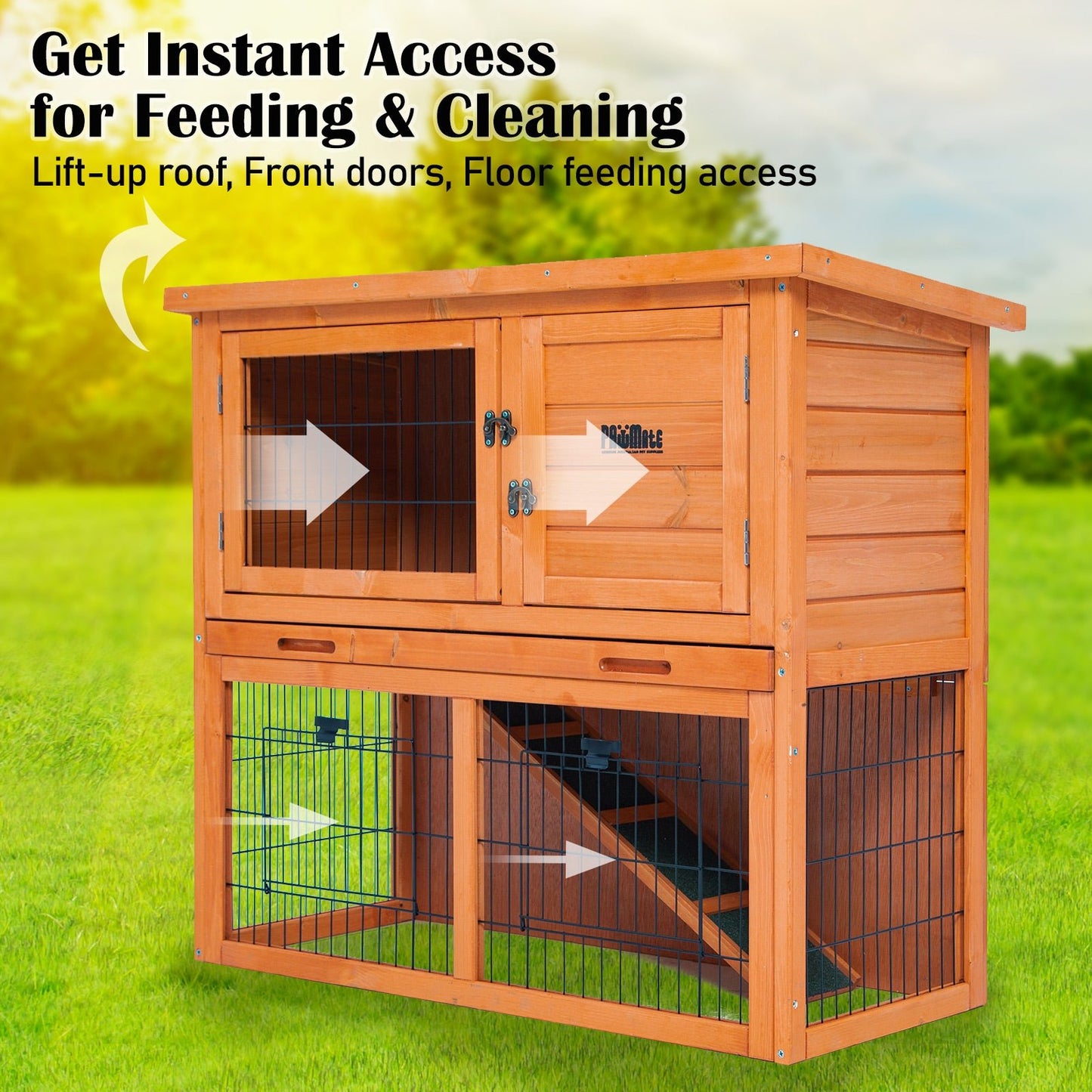 Paw Mate 92 x 45 x 82cm Rabbit Hutch Chicken Coop 2 Storey Cage Run - DogsDomain.com.au