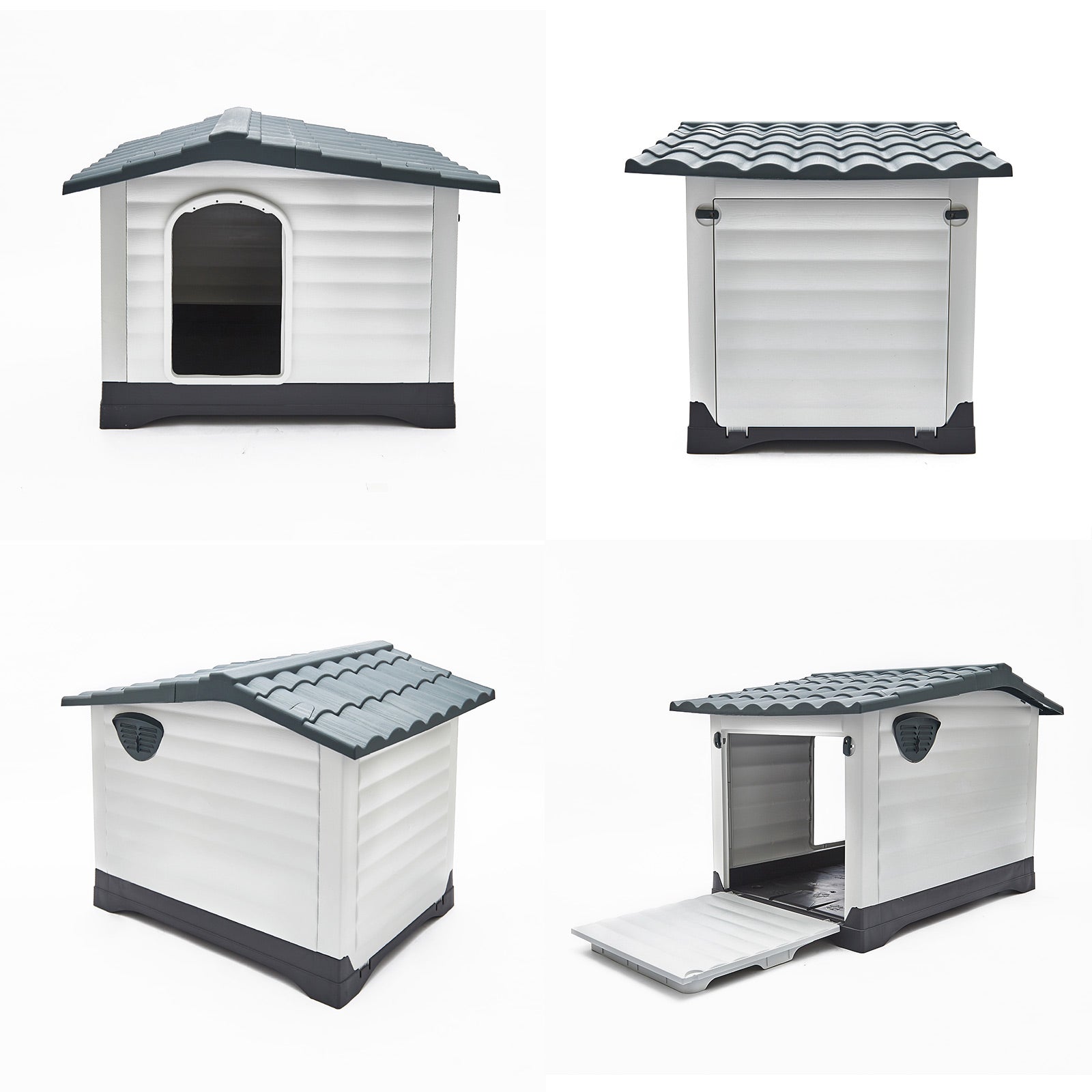 Paw Mate Blue Grey Dog Kennel House Plastic Weatherproof Outdoor Molly XXL - DogsDomain.com.au