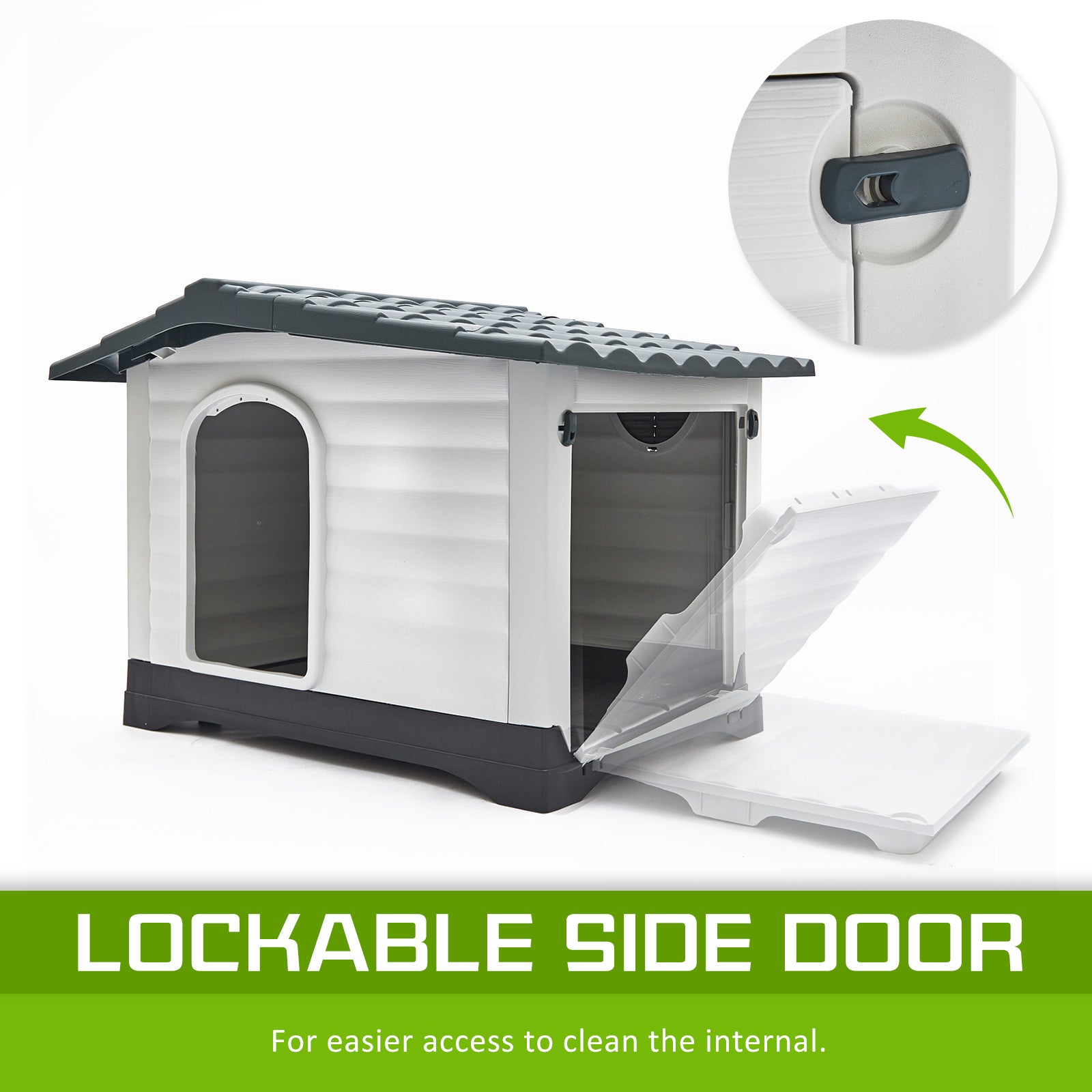 Paw Mate Blue Grey Dog Kennel House Plastic Weatherproof Outdoor Molly XXL - DogsDomain.com.au
