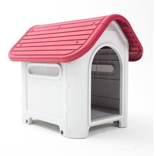 Paw Mate Pink Dog Kennel House Luna Plastic M - DogsDomain.com.au