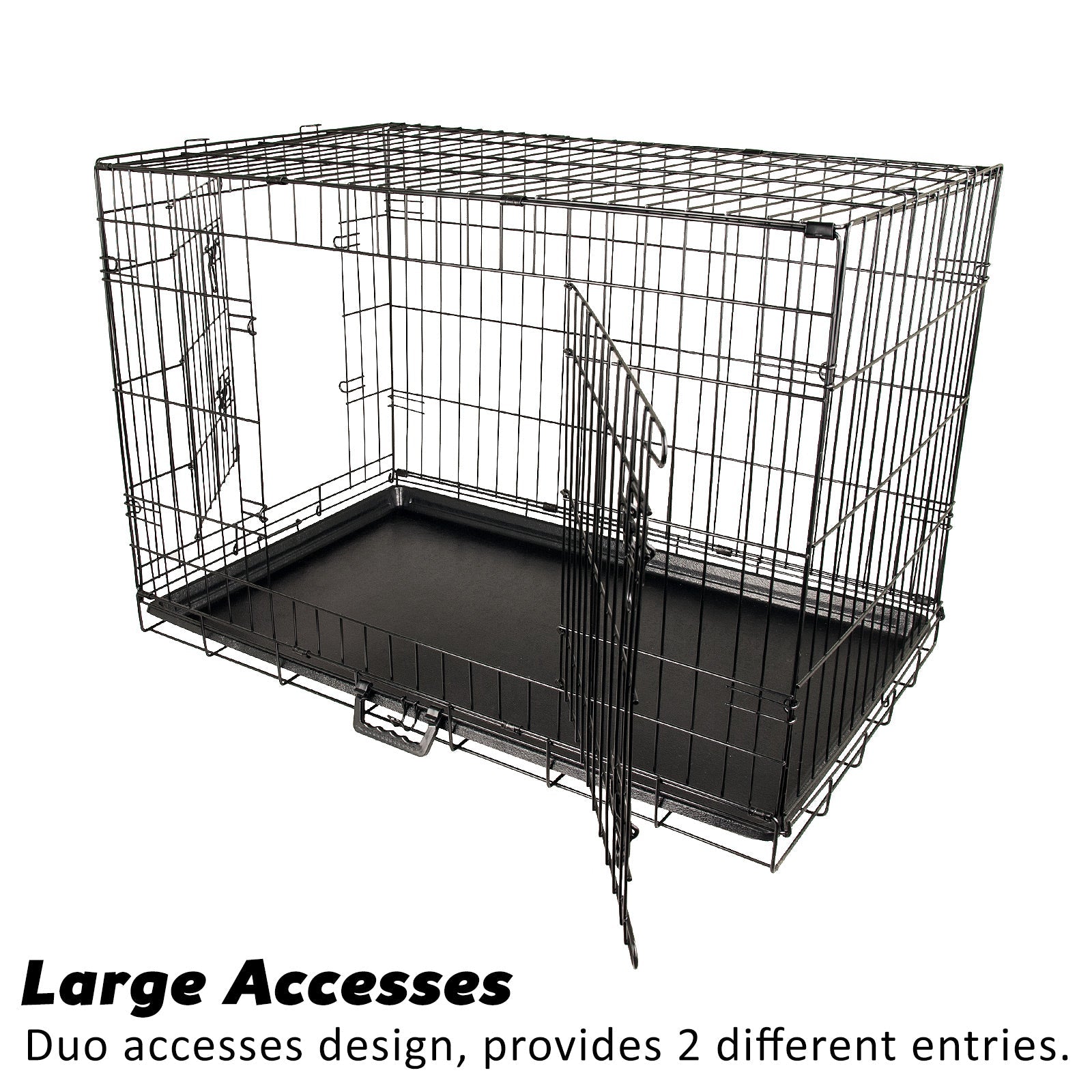 Paw Mate Wire Dog Cage Crate 30in with Tray + Cushion Mat + Blue Cover Combo - DogsDomain.com.au