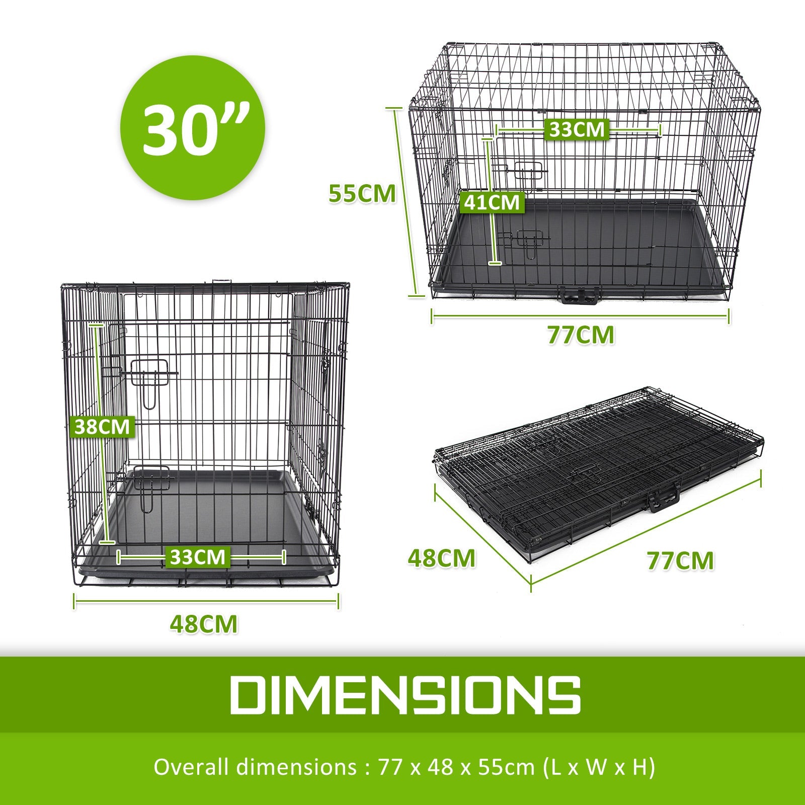 Paw Mate Wire Dog Cage Foldable Crate Kennel 30in with Tray + Blue Cover Combo - DogsDomain.com.au