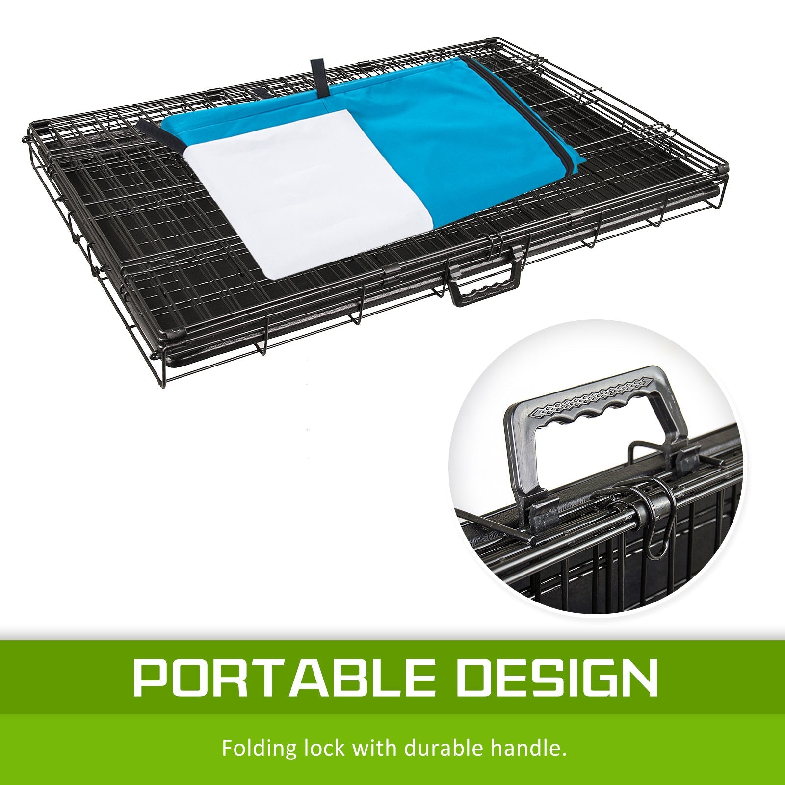 Paw Mate Wire Dog Cage Foldable Crate Kennel 36in with Tray + Blue Cover Combo - DogsDomain.com.au