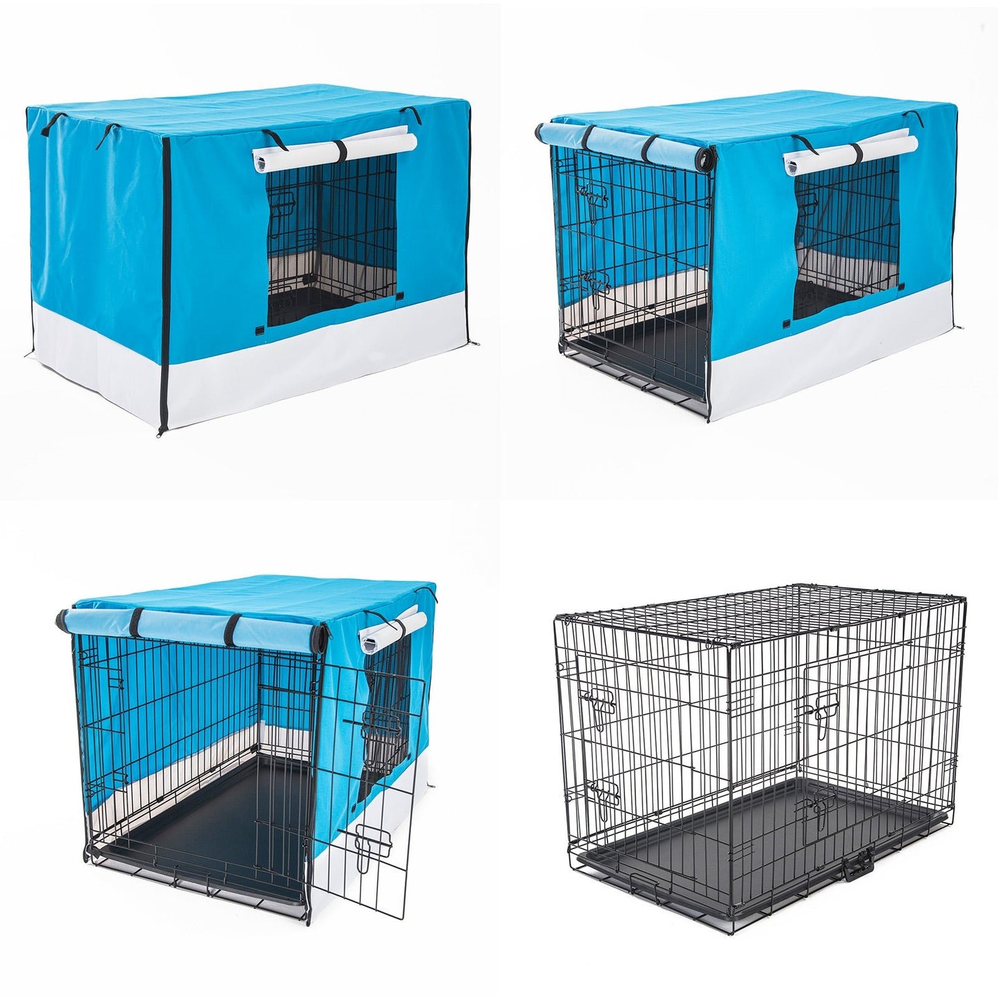 Paw Mate Wire Dog Cage Foldable Crate Kennel 36in with Tray + Blue Cover Combo - DogsDomain.com.au
