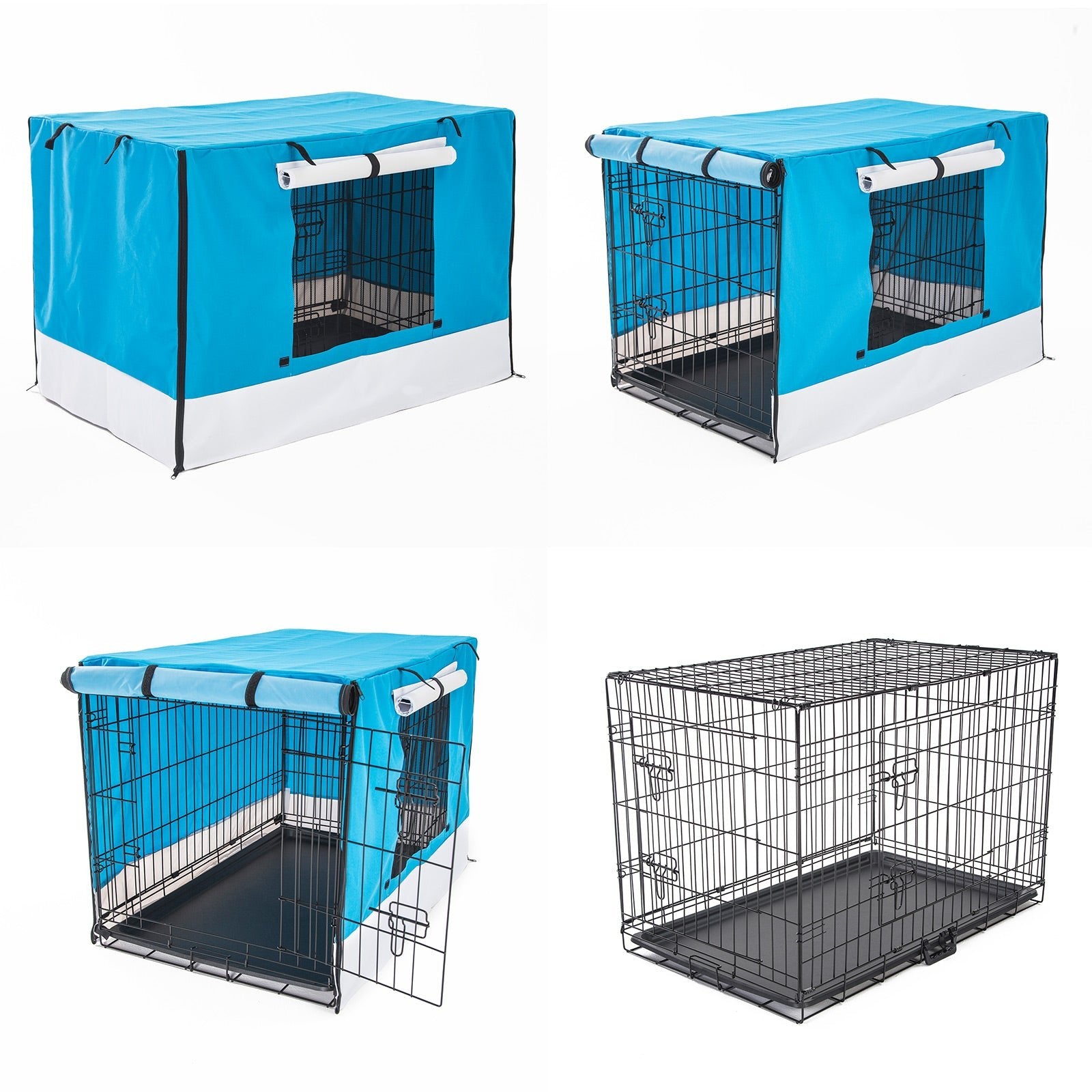 Paw Mate Wire Dog Cage Foldable Crate Kennel 36in with Tray + Blue Cover Combo - DogsDomain.com.au