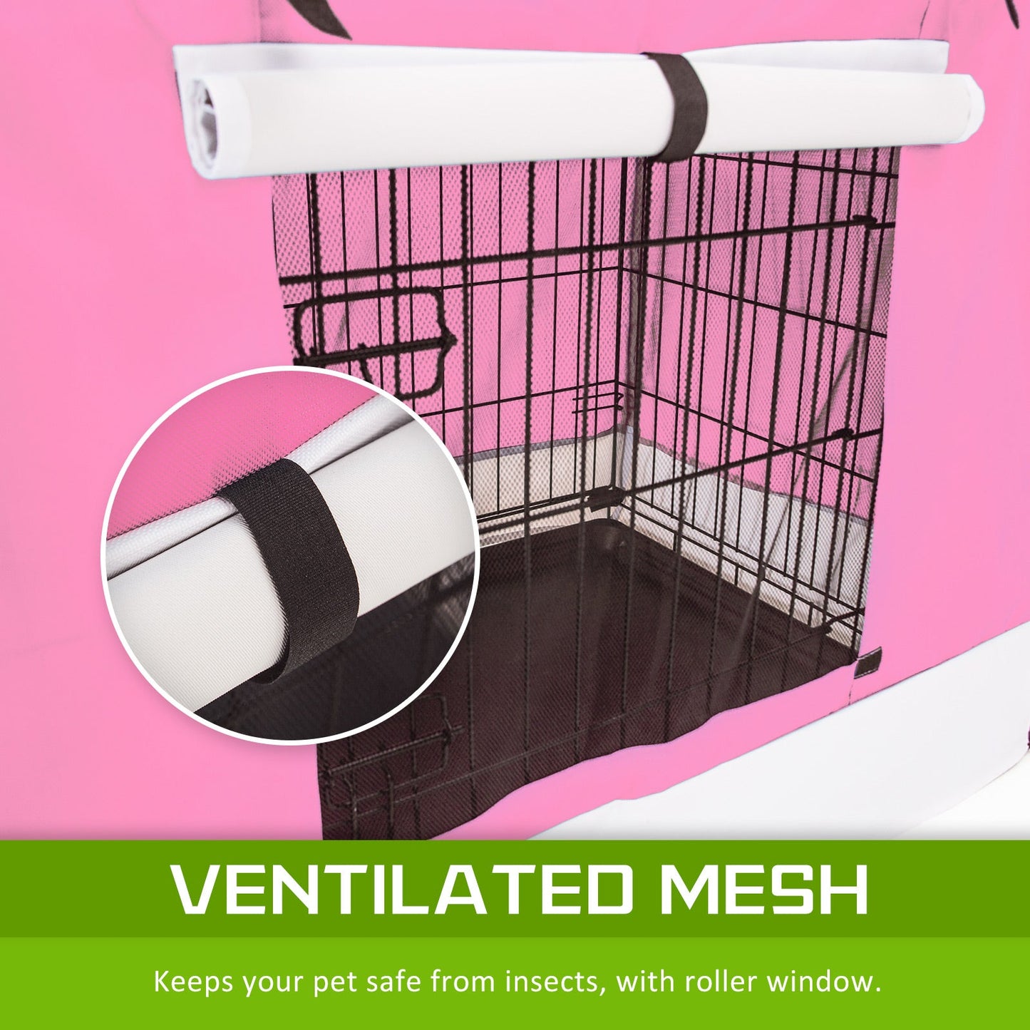 Paw Mate Wire Dog Cage Foldable Crate Kennel 36in with Tray + Pink Cover Combo - DogsDomain.com.au