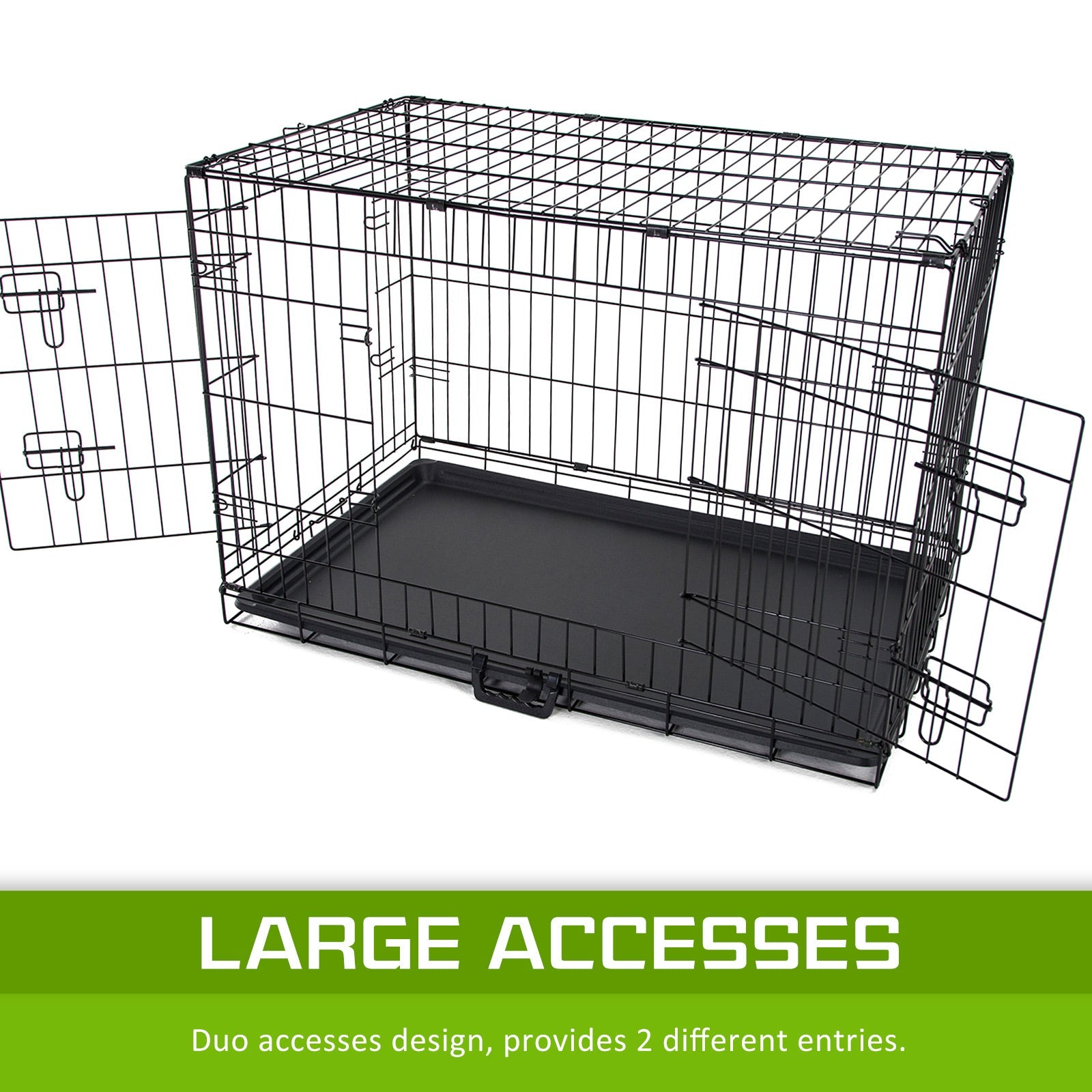 Paw Mate Wire Dog Cage Foldable Crate Kennel 36in with Tray + Pink Cover Combo - DogsDomain.com.au