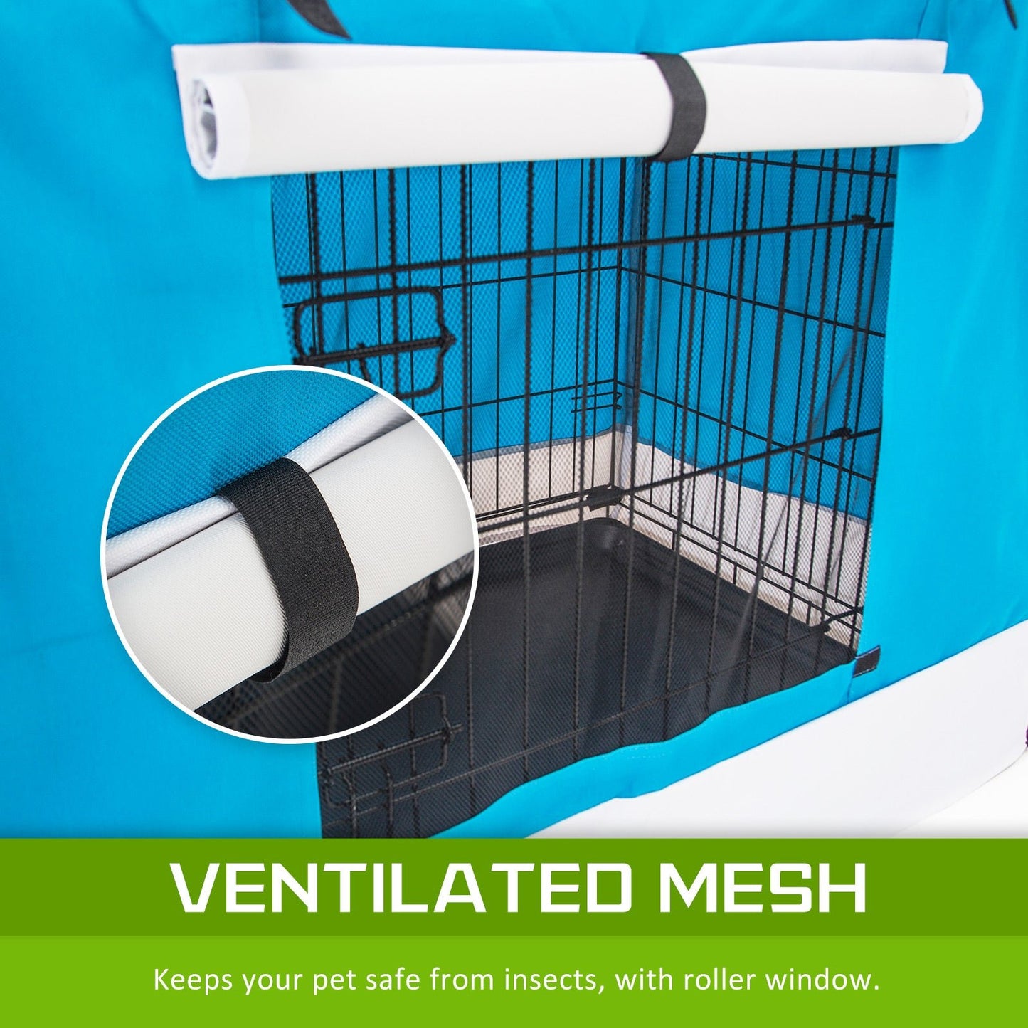 Paw Mate Wire Dog Cage Foldable Crate Kennel 42in with Tray + Blue Cover Combo - DogsDomain.com.au