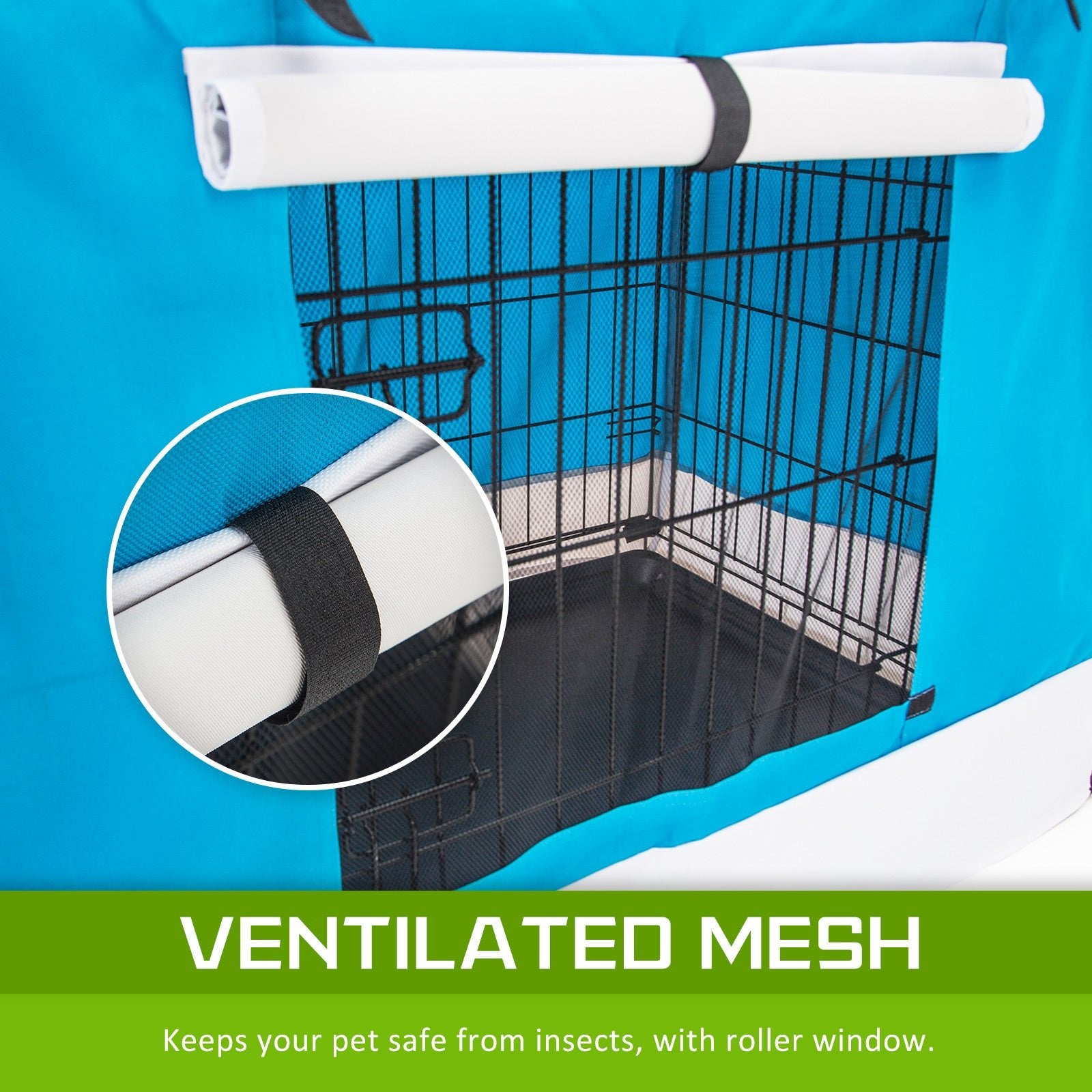 Paw Mate Wire Dog Cage Foldable Crate Kennel 42in with Tray + Blue Cover Combo - DogsDomain.com.au