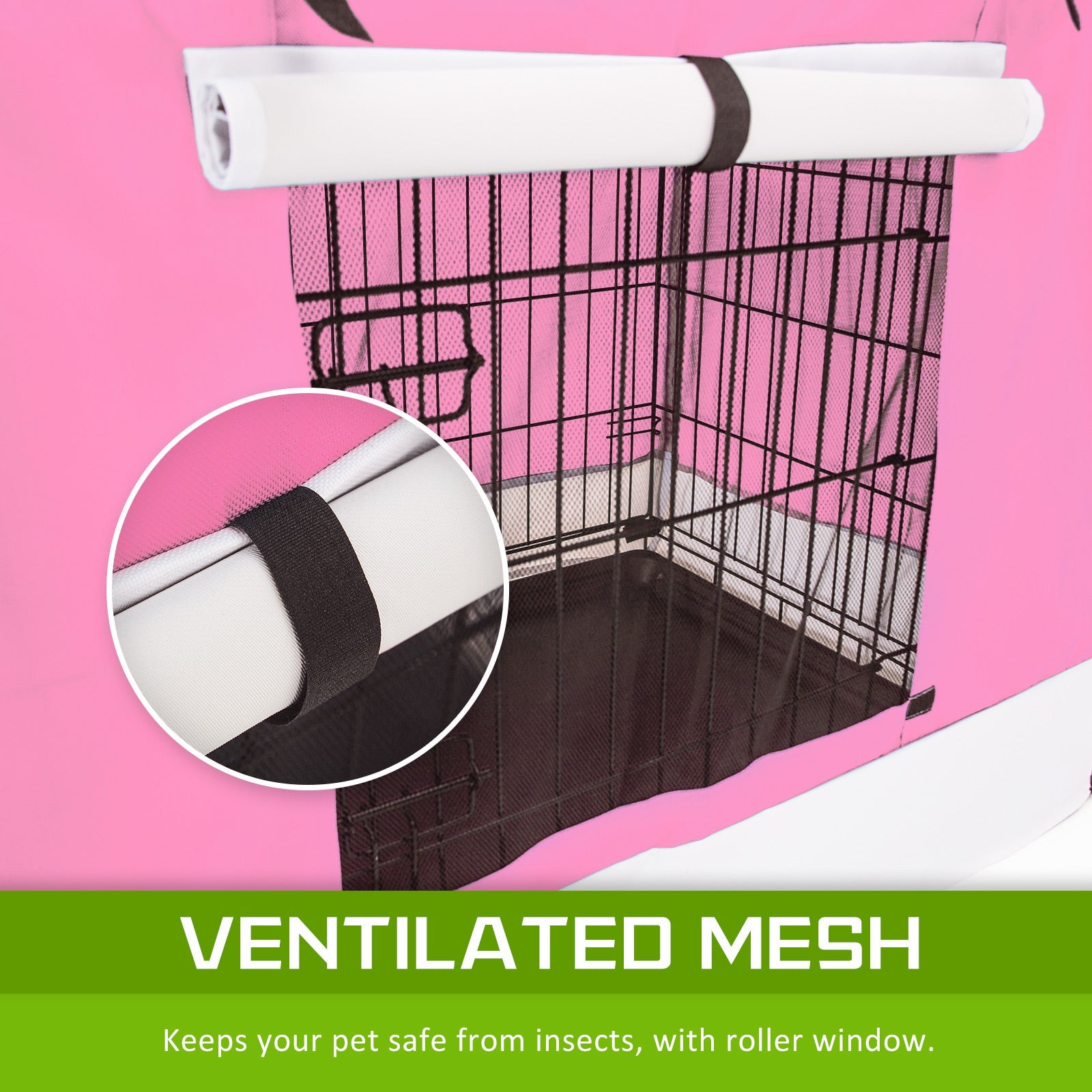 Paw Mate Wire Dog Cage Foldable Crate Kennel 42in with Tray + Pink Cover Combo - DogsDomain.com.au