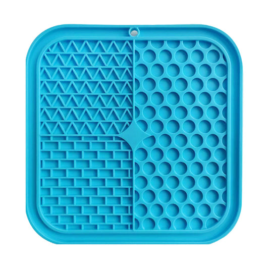 Pawfriends 3in1 Silicone Pet Lick Mat Cat Puppy Dog Slow Feeder Grooming Helper Mat Blue - DogsDomain.com.au